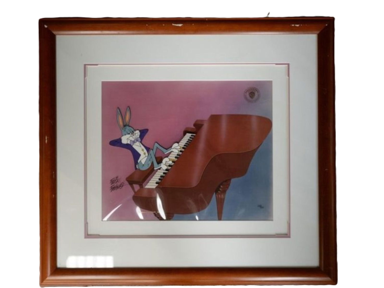 RHAPSODY RABBIT- SIGNED.NUMBERED LTD ED FRIZ FRELENG CEL: It is a rare vintage CEL. A cartoon cel from Warner Bros inc 1991, depicting Bugs Bunny as a concert pianist, a scene famously from the 1946 Merrie Melodies cartoon "Rhapsody Rabbit." Signed by the di