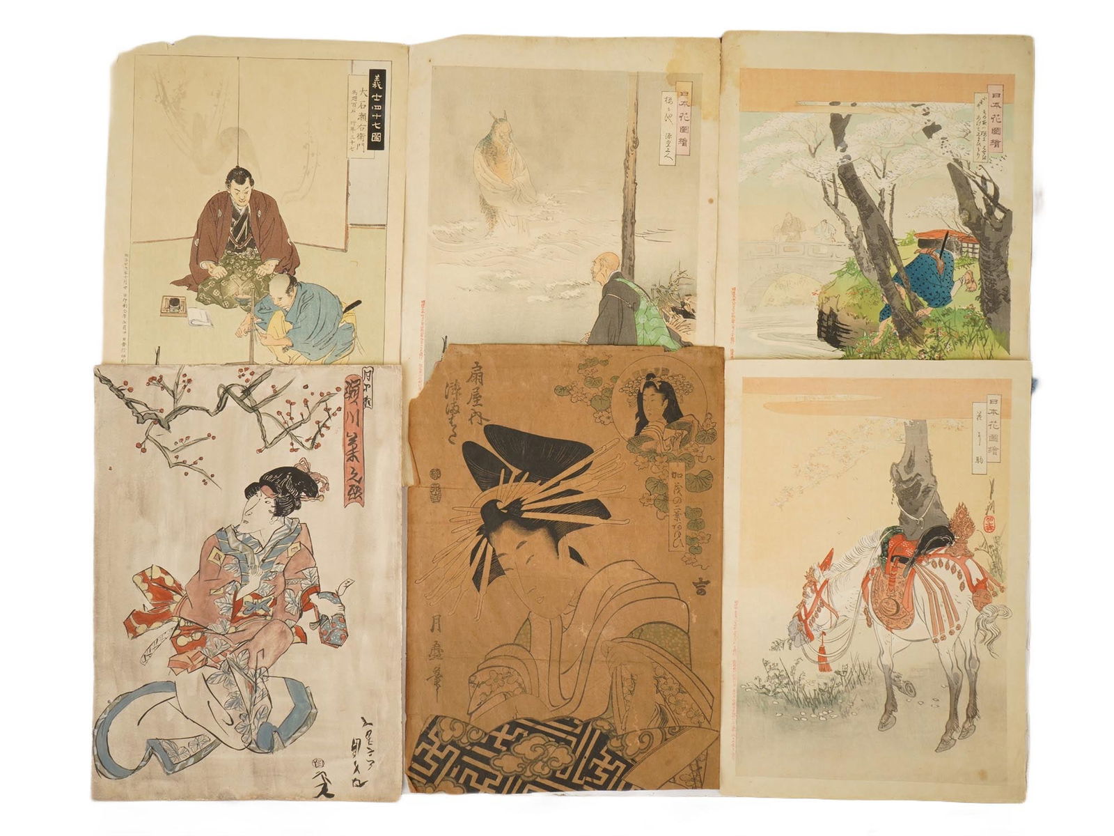 ANTIQUE JAPANESE WOODBLOCKS AND WATERCOLOR PAINTING (1 of 12)