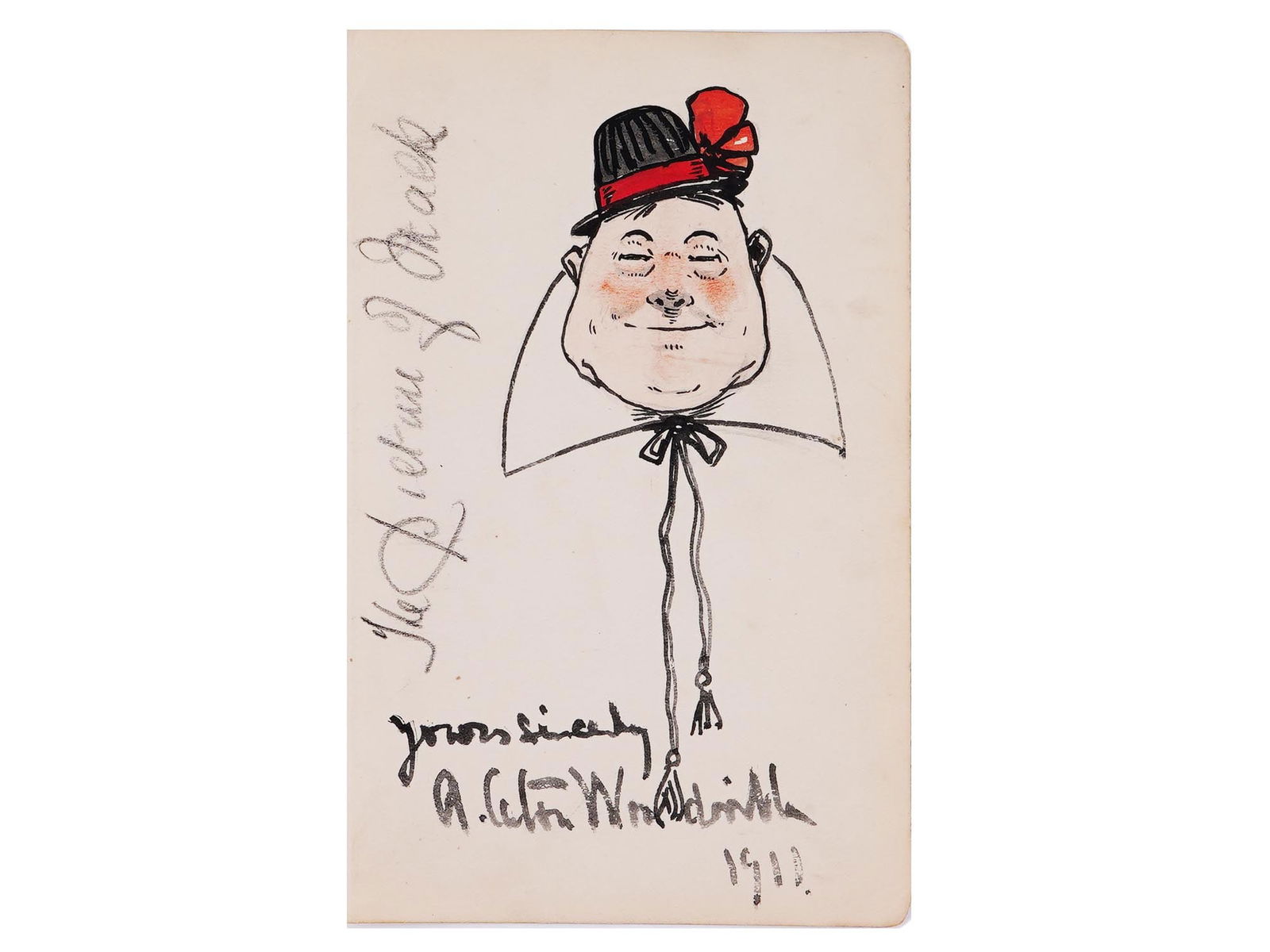 RICHARD CARTON WOODVILLE JR WATERCOLOR PAINTING: Watercolor on paper sketch by Richard Caton Woodville Jr., 1856 to 1927, an English artist and illustrator, one of the most prolific painters of battle scenes of his time. The artwork is a cartoon mal