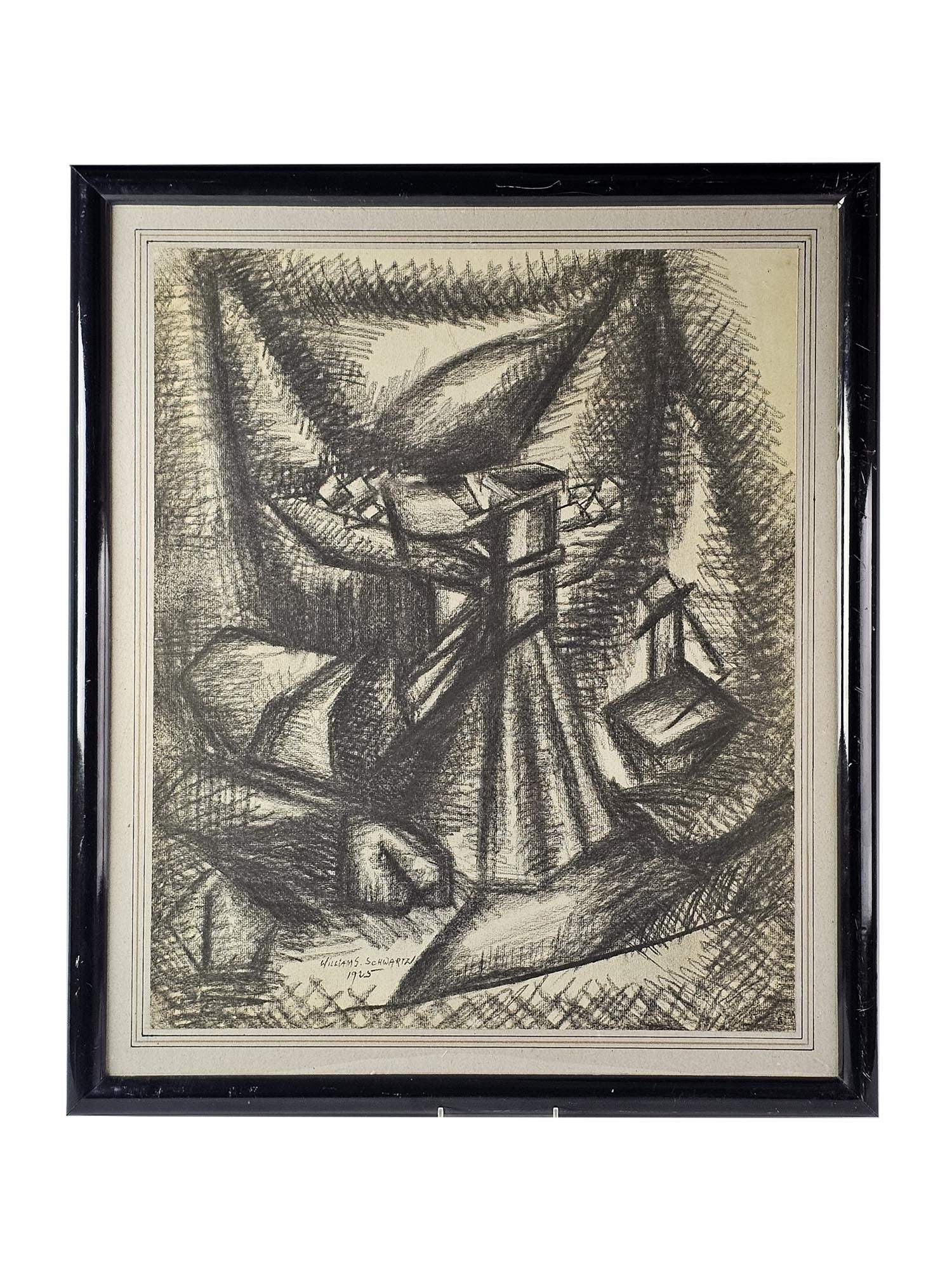 WILLIAM SCHWARTZ RUSSIAN AMERICAN CHARCOAL PAINTING (1 of 5)