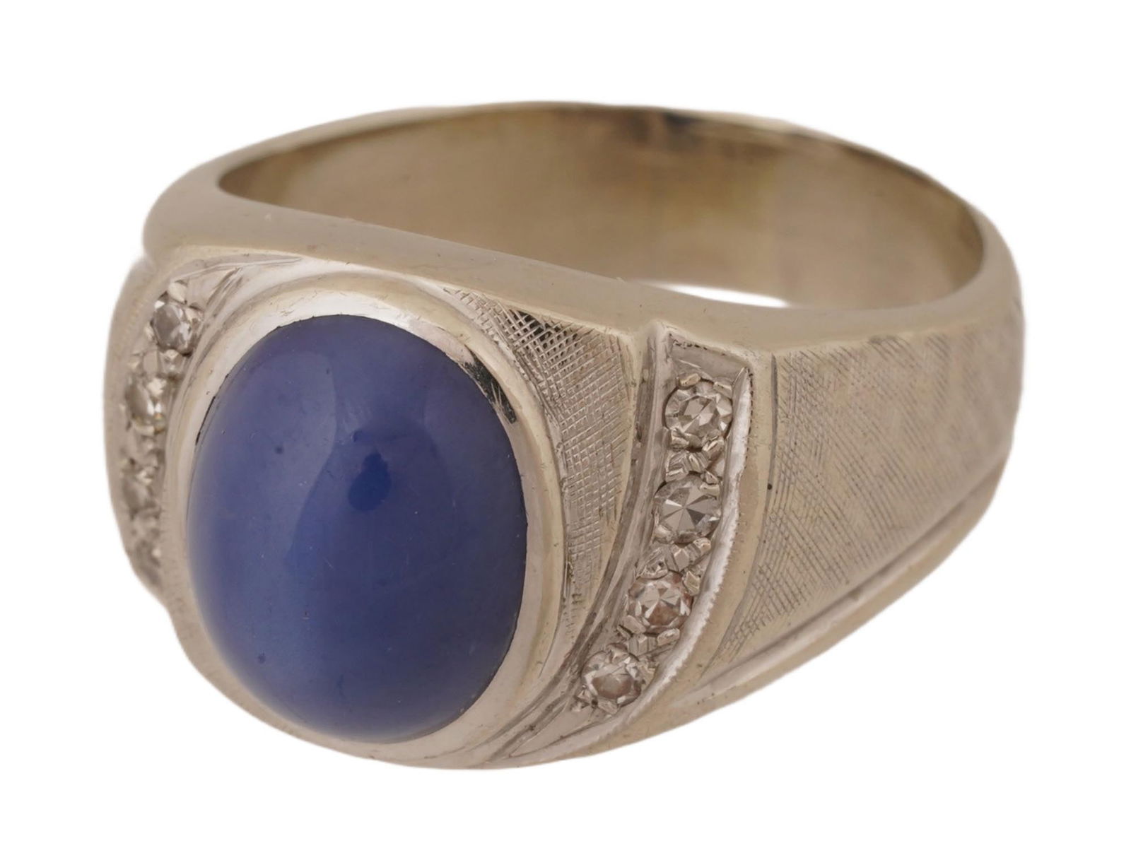14K WHITE GOLD AND BLUE SAPPHIRE STONE JEWELRY RING (1 of 7)