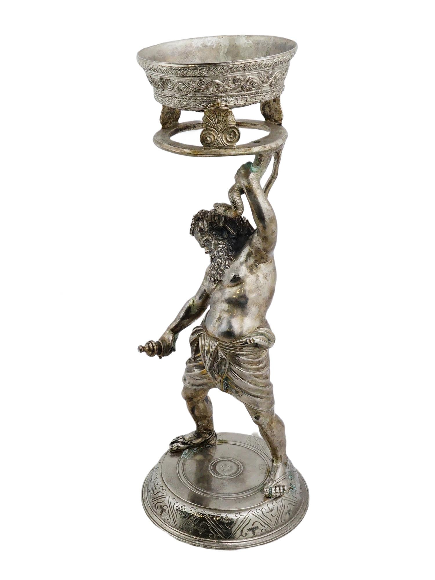 ANTIQUE SILVER PLATED CHIURAZZI NAPOLI FIGURE SILENUS (1 of 8)