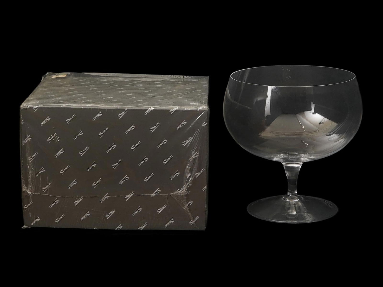 CZECH REPUBLIC MOSER GIANT BIG BERTHA GLASS SNIFTER W BOX: A Czech Republic Moser Giant Snifter, specifically the Big Bertha model, from the legendary Giant Snifters Club collection. Marked and labeled. Comes with its original box. Bears a paper label from Ch