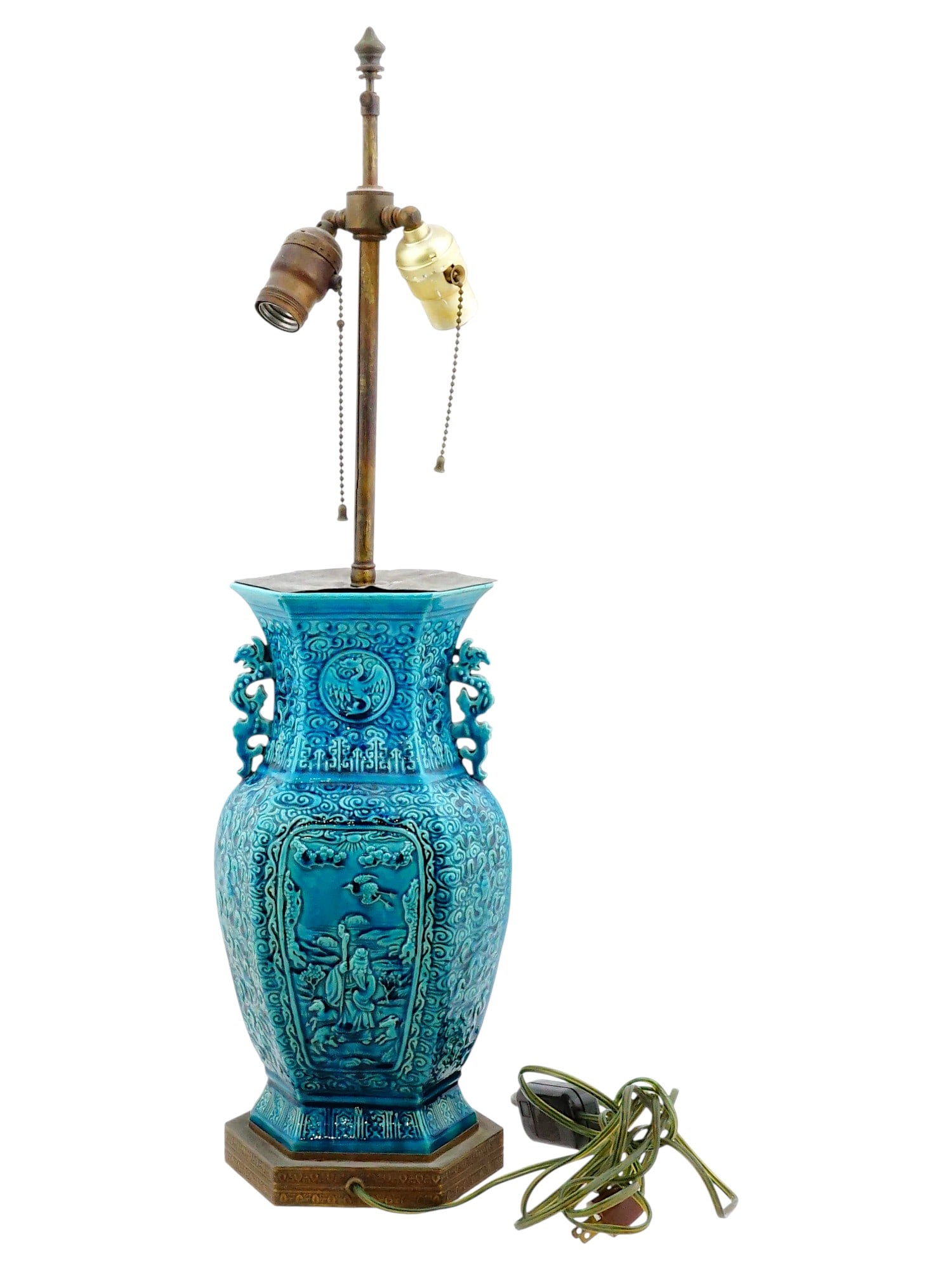 ANTIQUE CHINESE GLAZED PORCELAIN VASE TABLE LAMP (1 of 7)