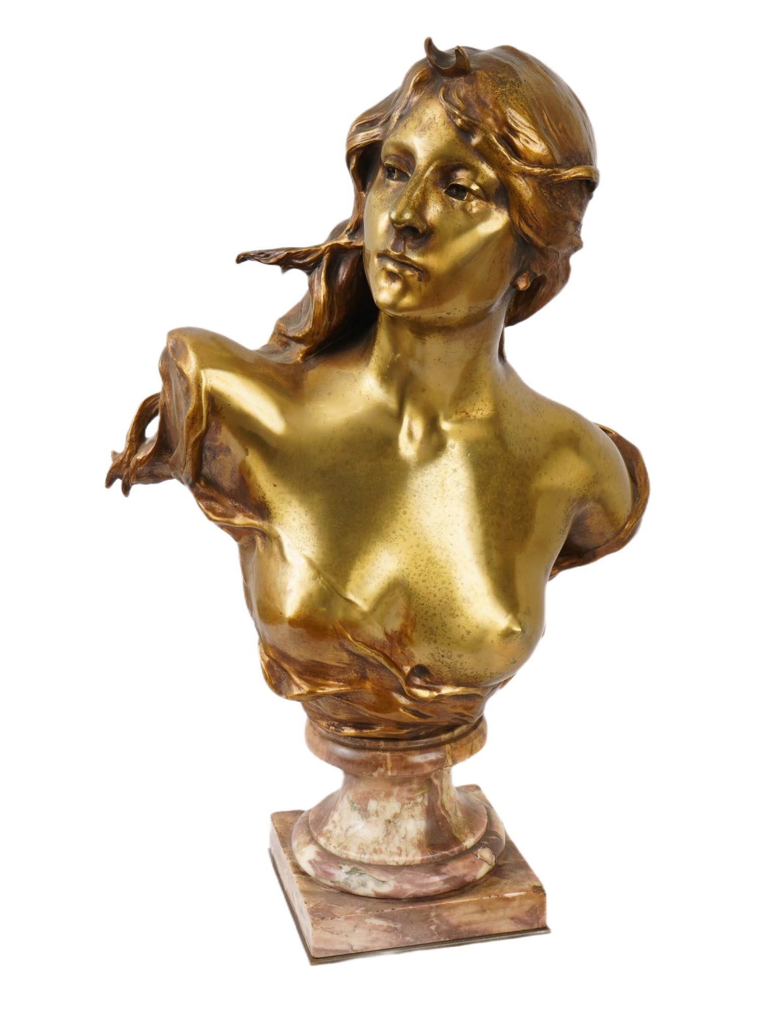 FRENCH BRONZE BUST OF DIANA SIGNED PAUL GASQ (1 of 11)