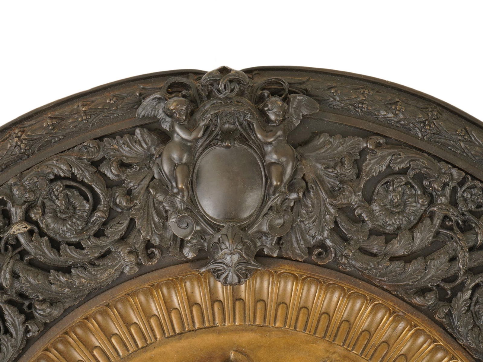 ANTIQUE SOLID BRASS AND BRONZE RELIEF SHIELD PLAQUE - 6