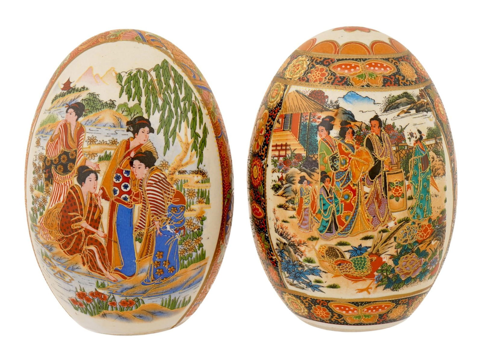 LOT OF VINTAGE JAPANESE HAND PAINTED PORCELAIN EGGS (1 of 6)