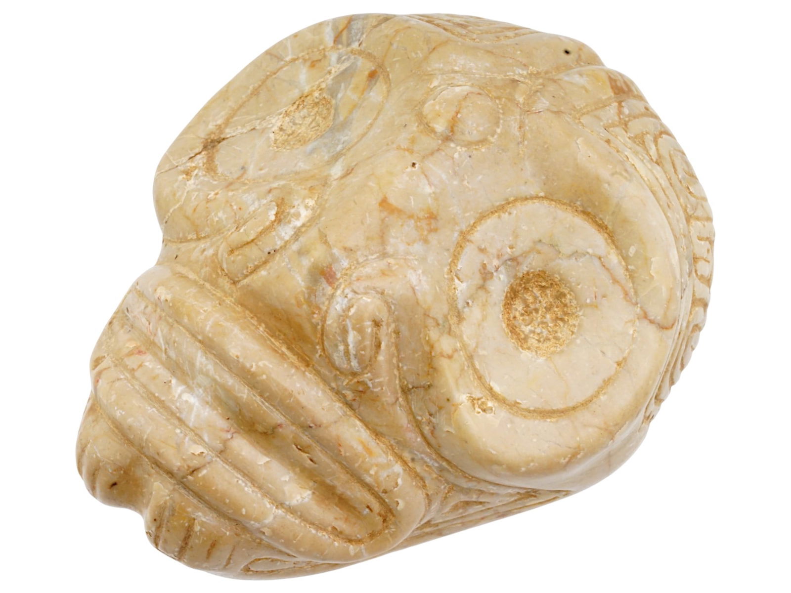 ANCIENT PRE COLUMBIAN TAINO CARVED HARD STONE MASK (1 of 7)