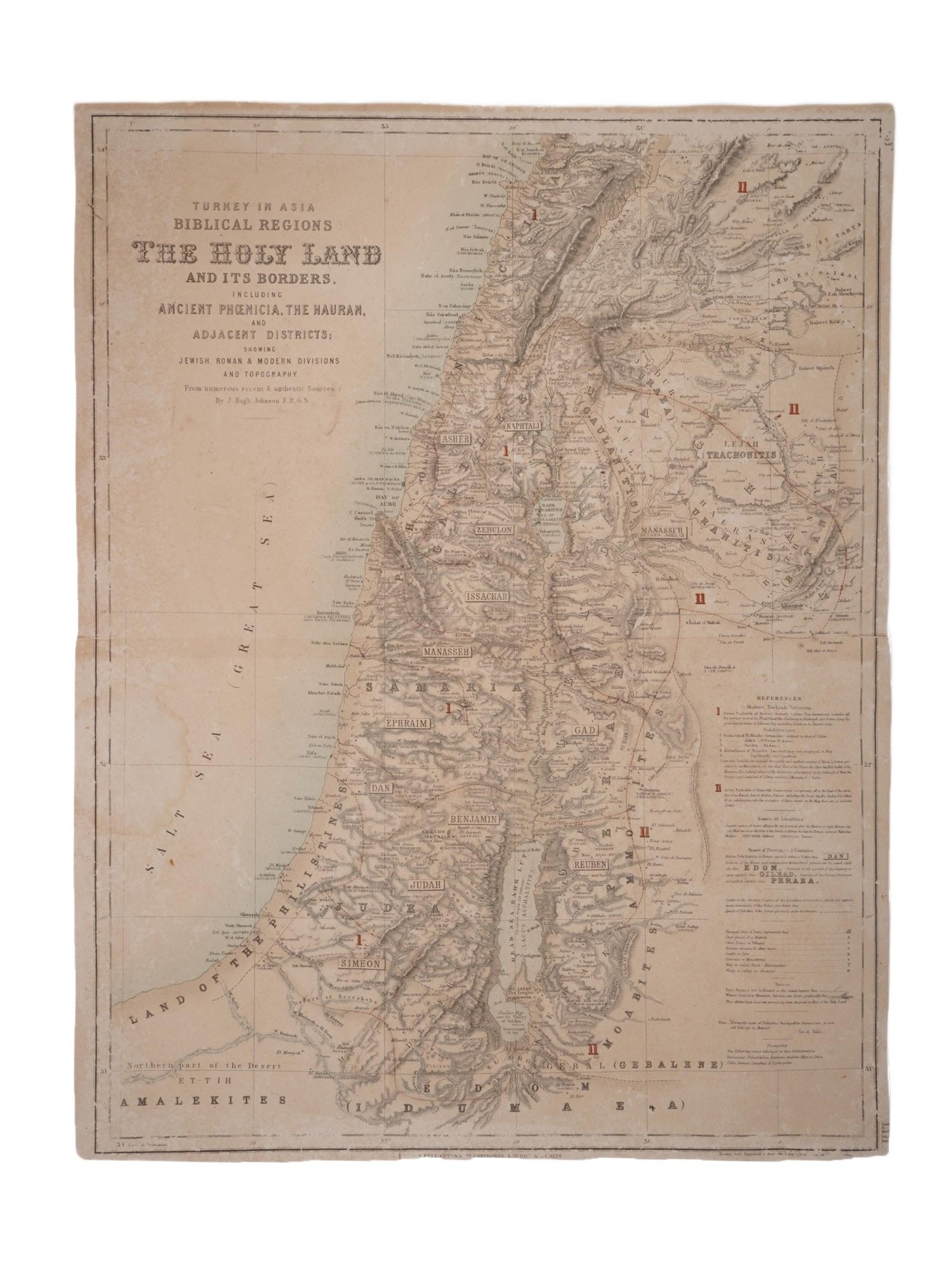 ANTIQUE TURKEY IN ASIA BIBLICAL REGIONS HOLY LAND MAP (1 of 4)