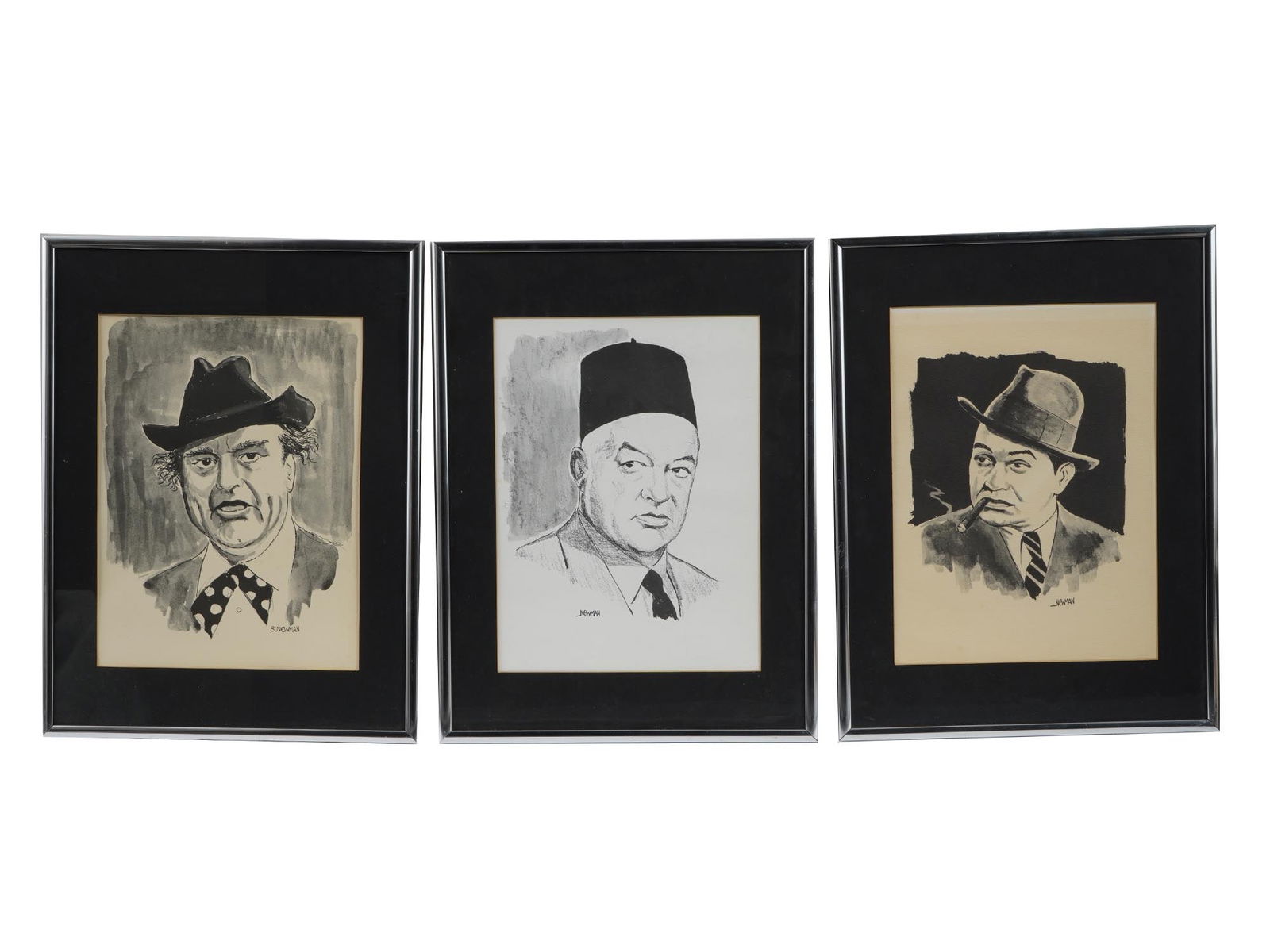 AMERICAN MIX MEDIA PORTRAIT PAINTINGS BY S NEWMAN (1 of 8)