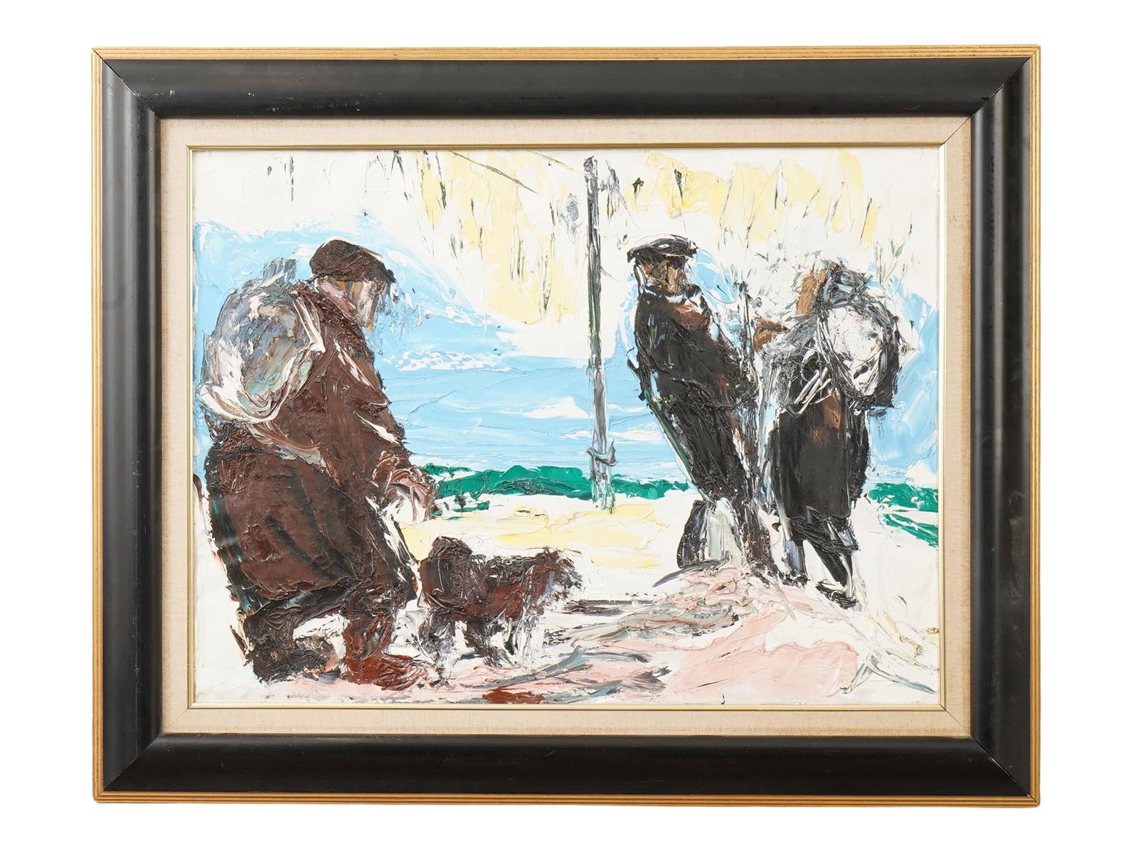 MODERNIST RUSSIAN OIL PAINTING BY ANATOLY SLEPYSHEV: Anatoly Slepyshev, Russian, 1932 to 2016, an oil painting on canvas, The Road, 1989. Framed. Signed, titled, dated, and inscribed, on the backside. Provenance: Collection of Margo Grant, Director of M