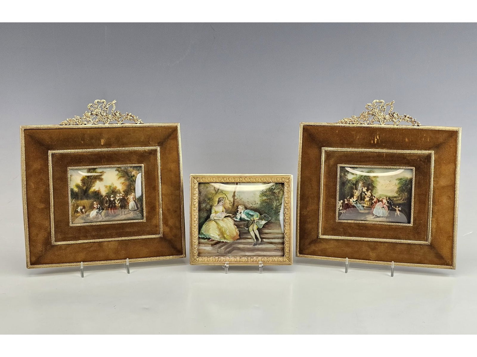 ANTIQUE 19TH C EUROPEAN HAND PAINTED MINIATURE PAINTINGS (1 of 13)