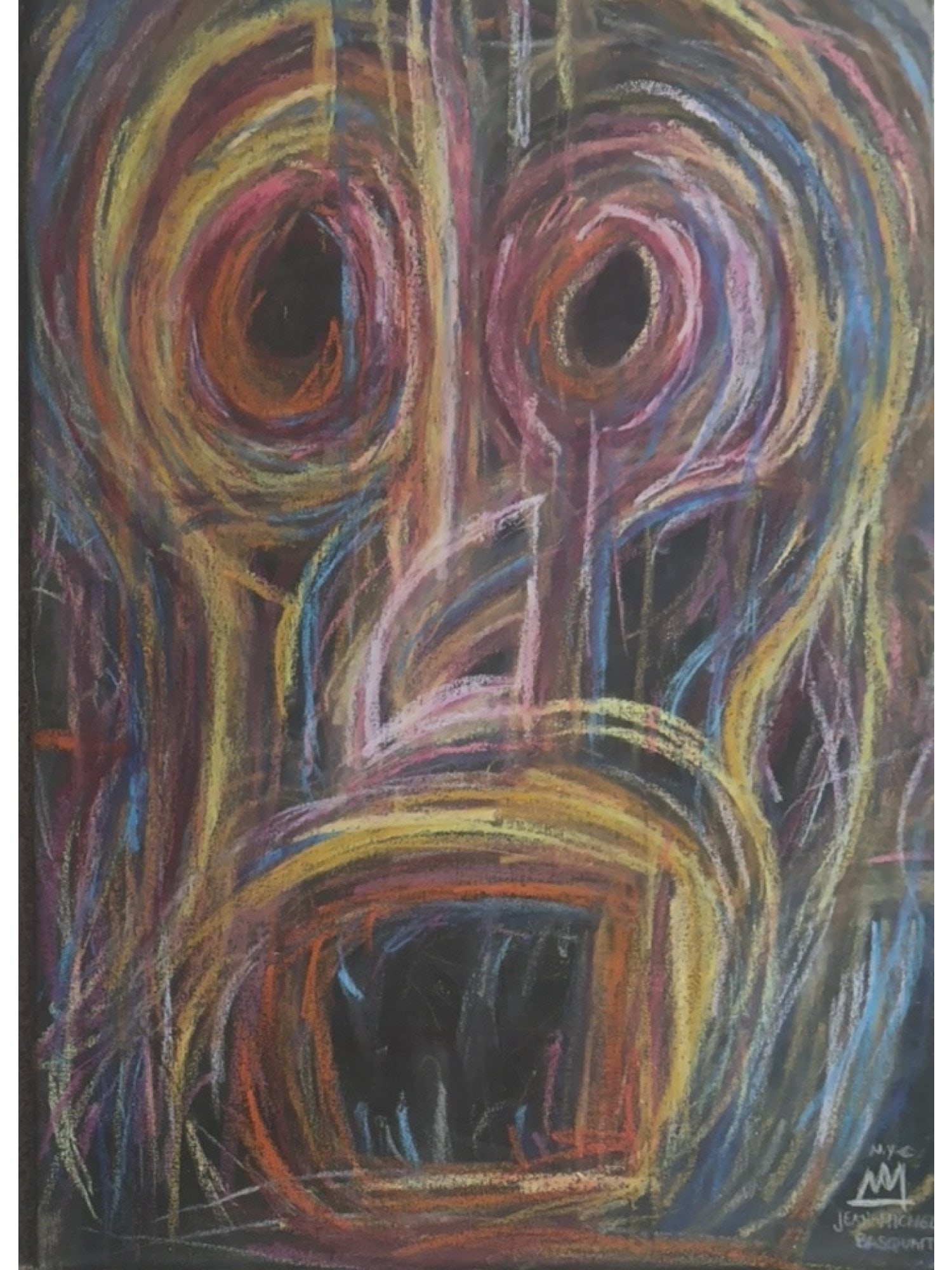 MANNER OF JEAN-MICHEL BASQUIAT SKULL HEAD PAINTING (1 of 5)