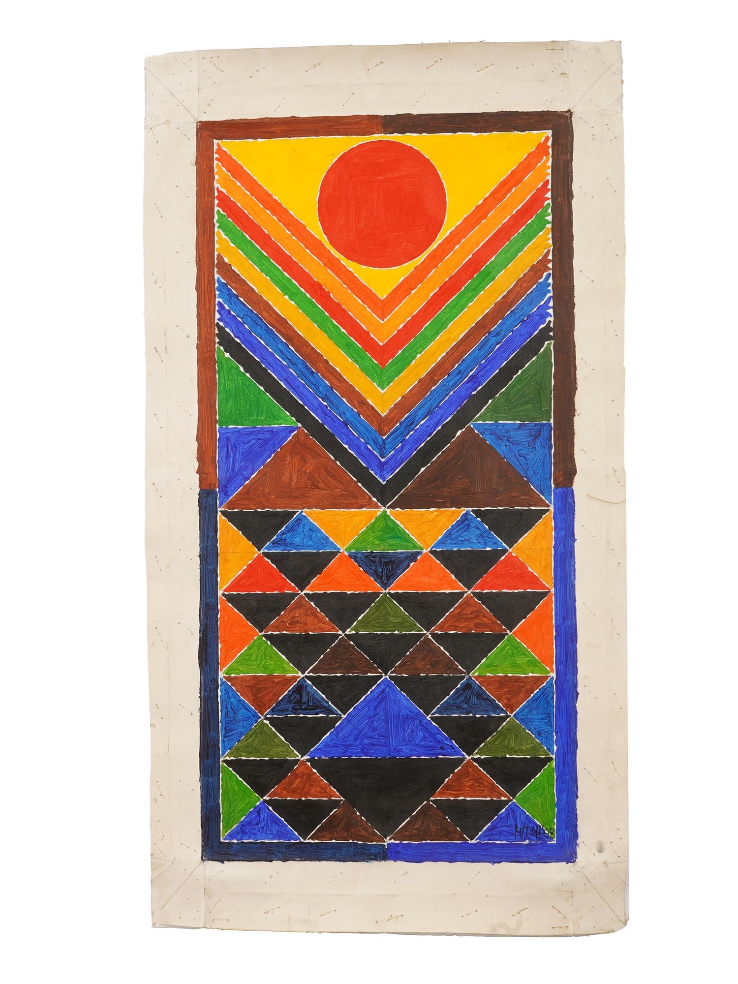 SIGNED S H RAZA INDIAN ABSTRACT PAINTING WITH COA (1 of 5)