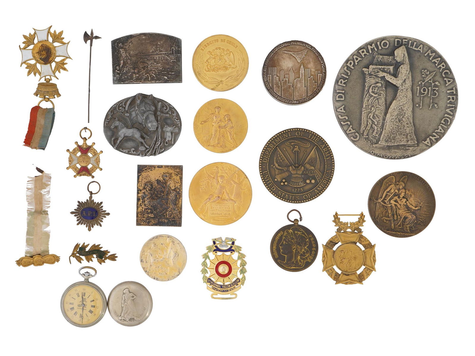 COLLECTION OF 21 VINTAGE EXONUMIA PIECES MEDALS TOKENS (1 of 11)