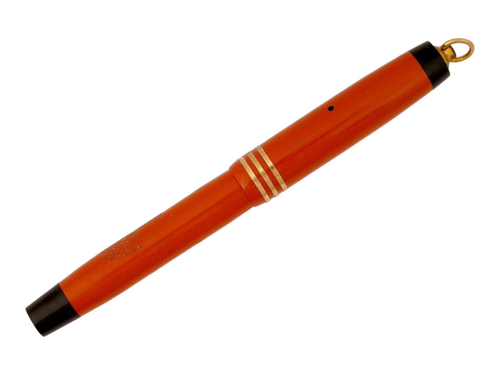 VTG PARKER DUOFOLD RED FOUNTAIN PEN W 14K GOLD NIB: A vintage American Parker Duofold red fountain pen with a 14k gold nib and a classic gilded trim. Vintage American Pens and Pencils, Writing Instruments, Desk Accessories, and Collectibles. THI