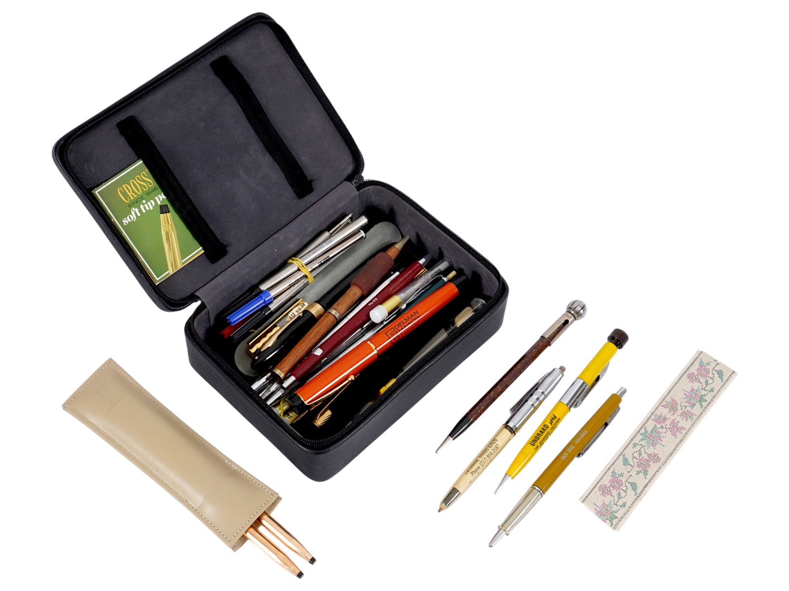 COLLECTION OF ASSORTED WRITING INSTRUMENTS IN CASE (1 of 3)
