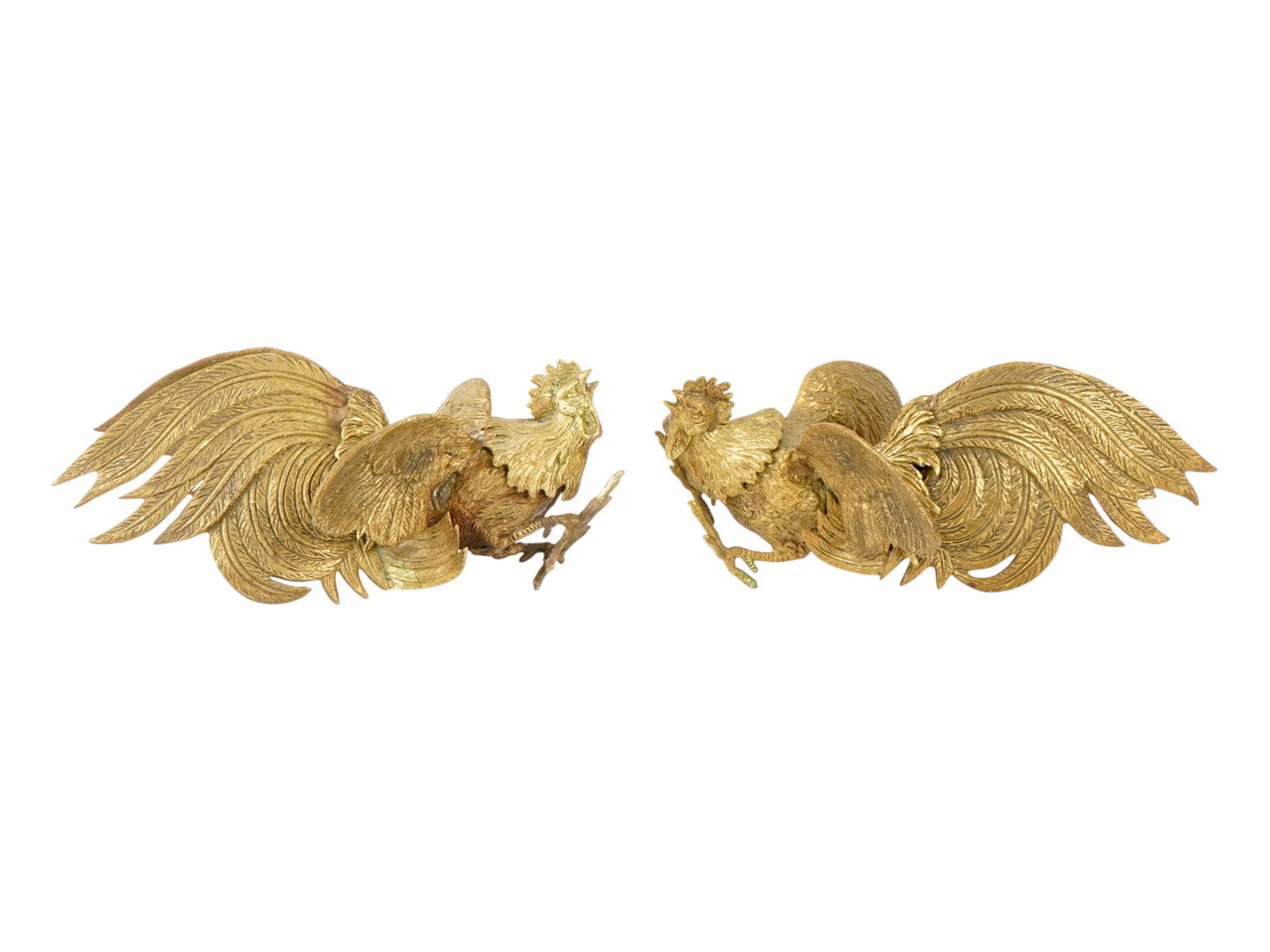 PAIR OF VINTAGE BRONZE FIGHTING ROOSTER SCULPTURES (1 of 7)