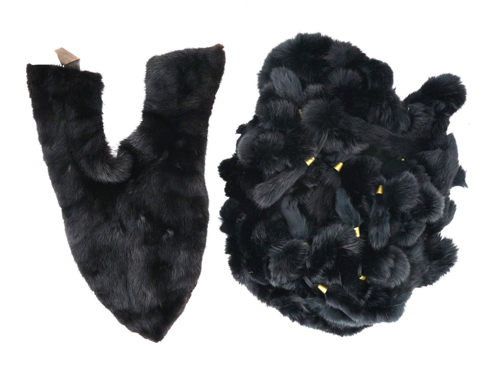 LOT OF TWO BLACK MINK FUR SHAWL WRAPS (1 of 7)