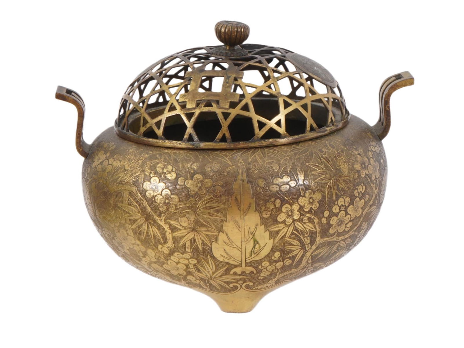 ANTIQUE JAPANESE MEIJI BRASS INCENSE BURNER (1 of 6)