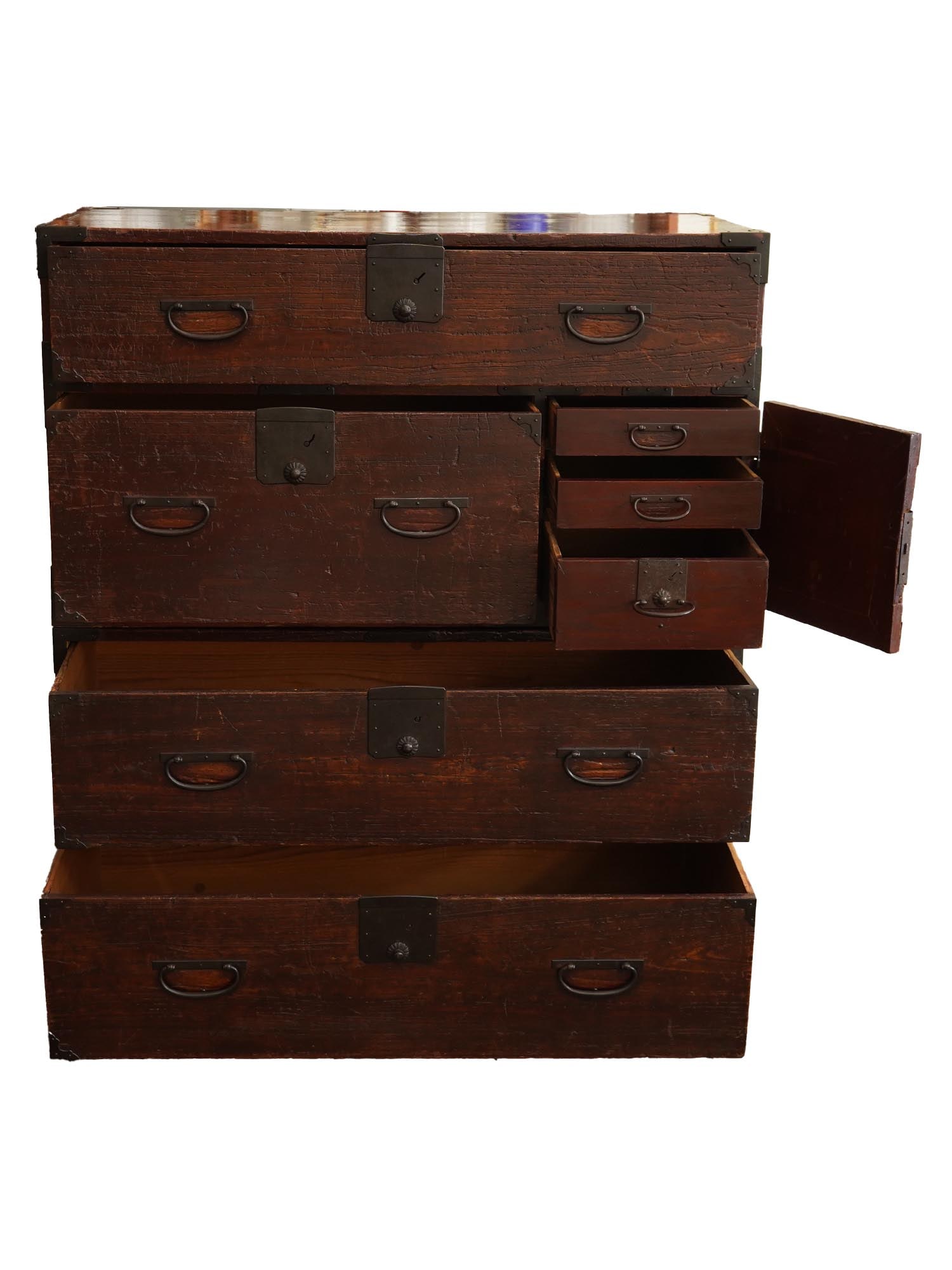 ANTIQUE JAPANESE TANSU CHEST OF DRAWERS W SECRET SPACE (1 of 8)