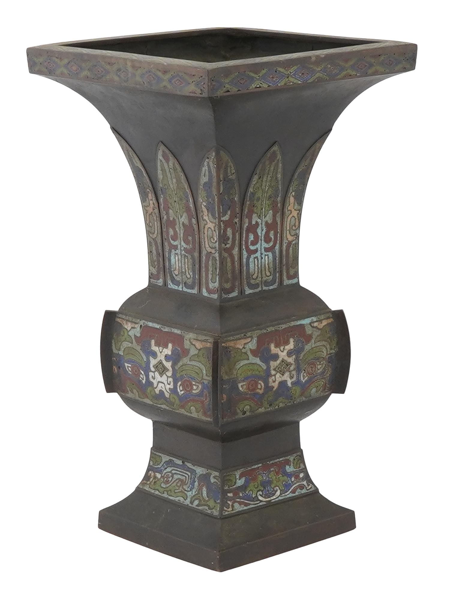 ANTIQUE CHINESE QING CLOISONNE ENAMEL COPPER VASE (1 of 6)