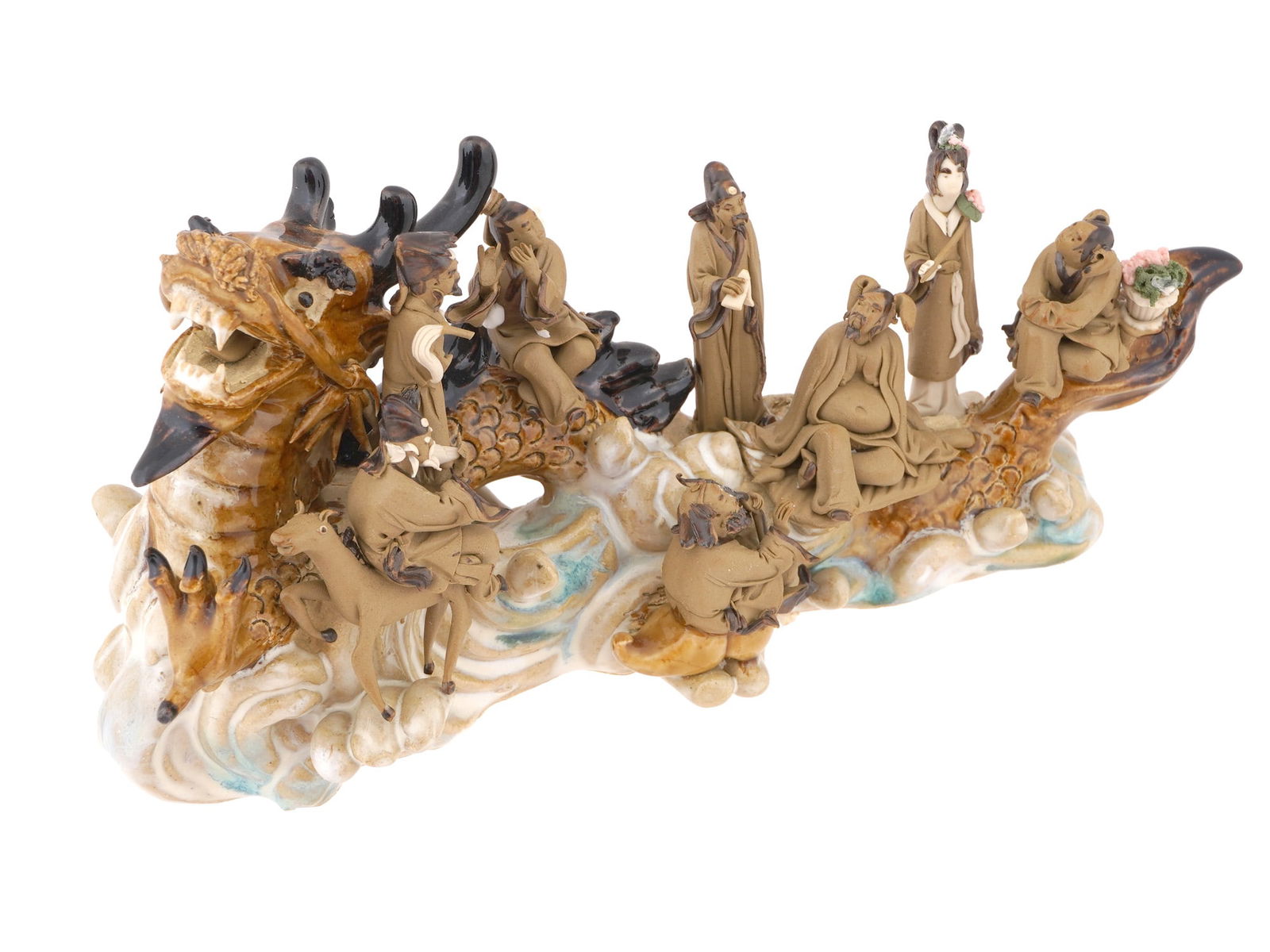 VINTAGE CHINESE CERAMIC EIGHT IMMORTALS SCULPTURE (1 of 6)