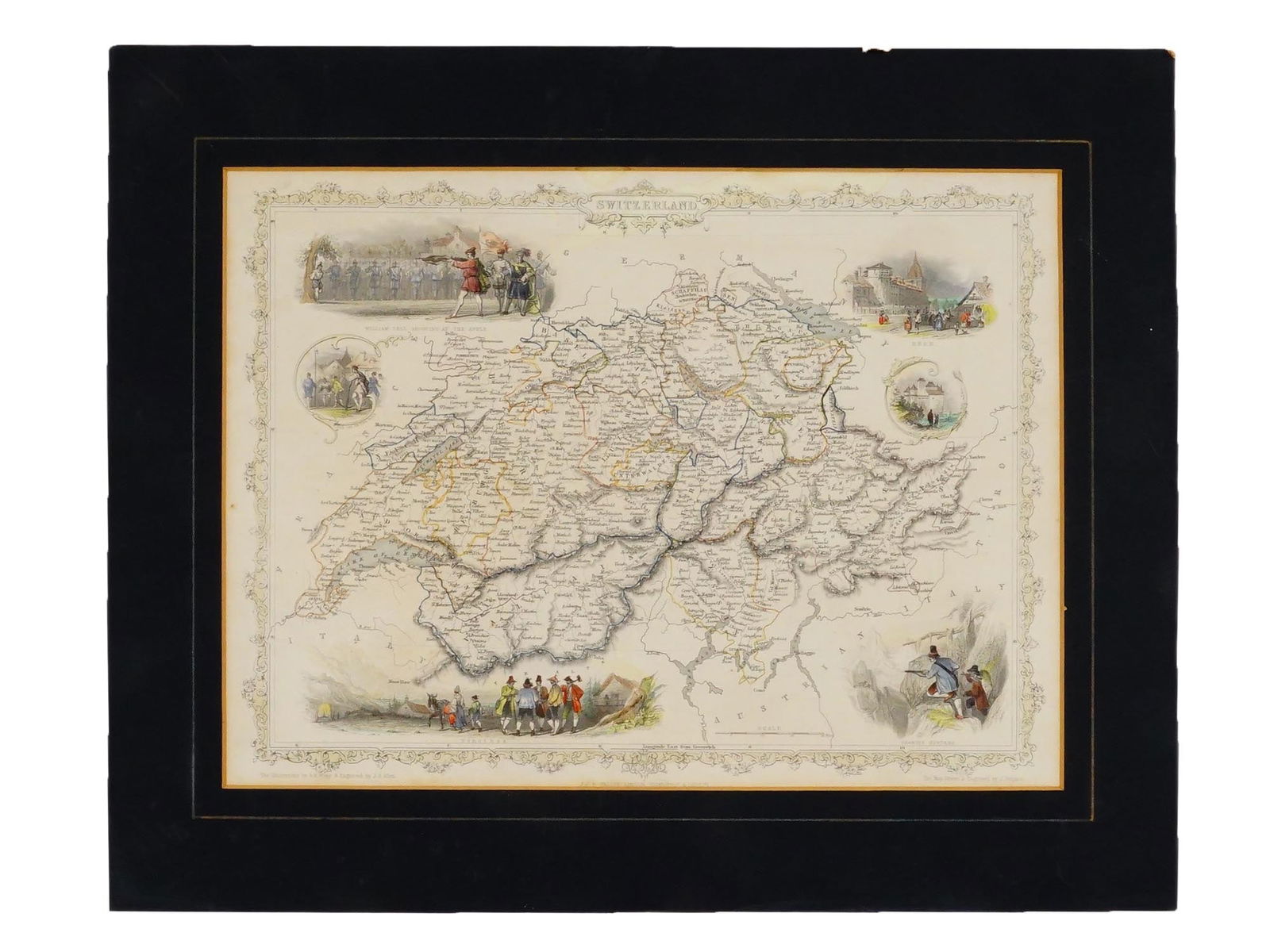 ANTIQUE JOHN TALLIS RAPKIN MAP OF SWITZERLAND (1 of 13)
