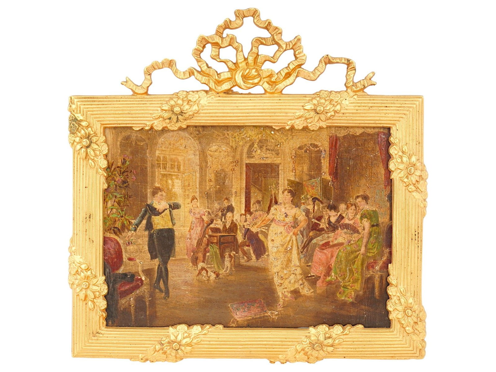 CARL HERPFER MANNER GENRE SCENE OIL MINIATURE PAINTING (1 of 4)