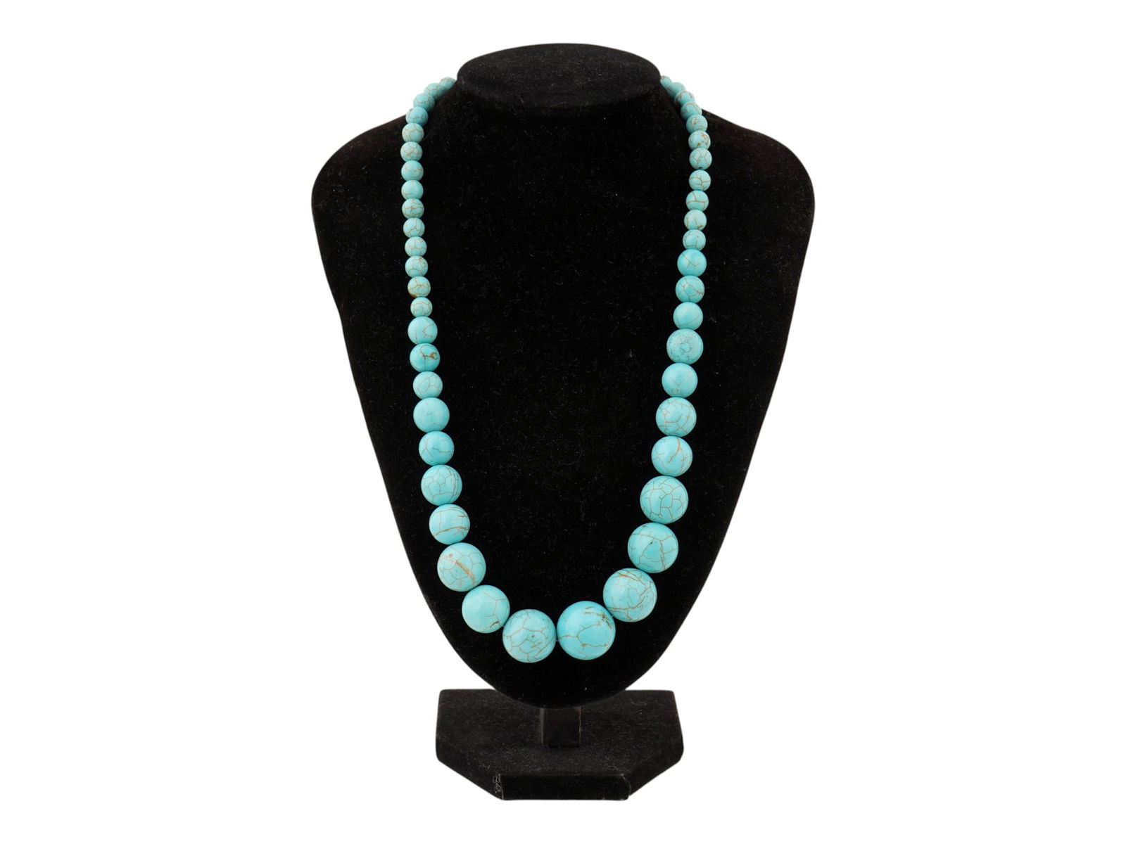 VINTAGE TURQUOISE BEAD NECKLACE OF POLISHED STONES (1 of 4)