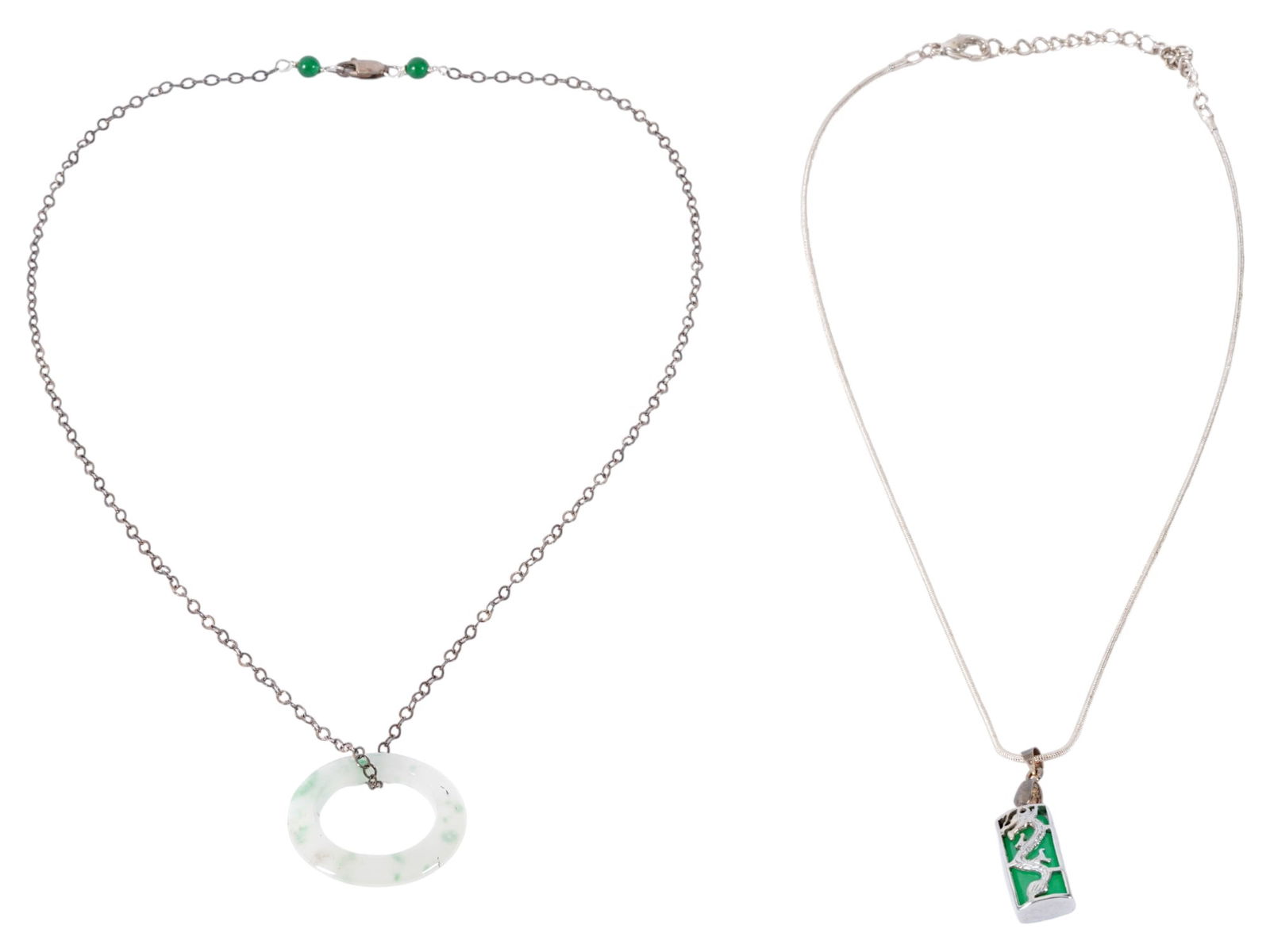 SILVER JADE PENDANT NECKLACES WITH ASIAN MOTIFS (1 of 5)