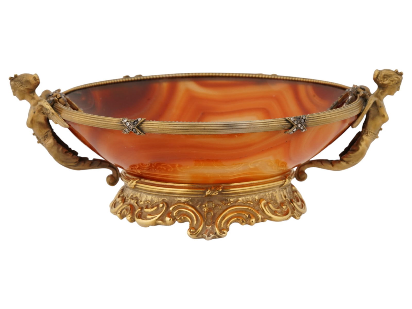 RUSSIAN GILT SILVER AND AGATE BOWL WITH DIAMONDS (1 of 10)