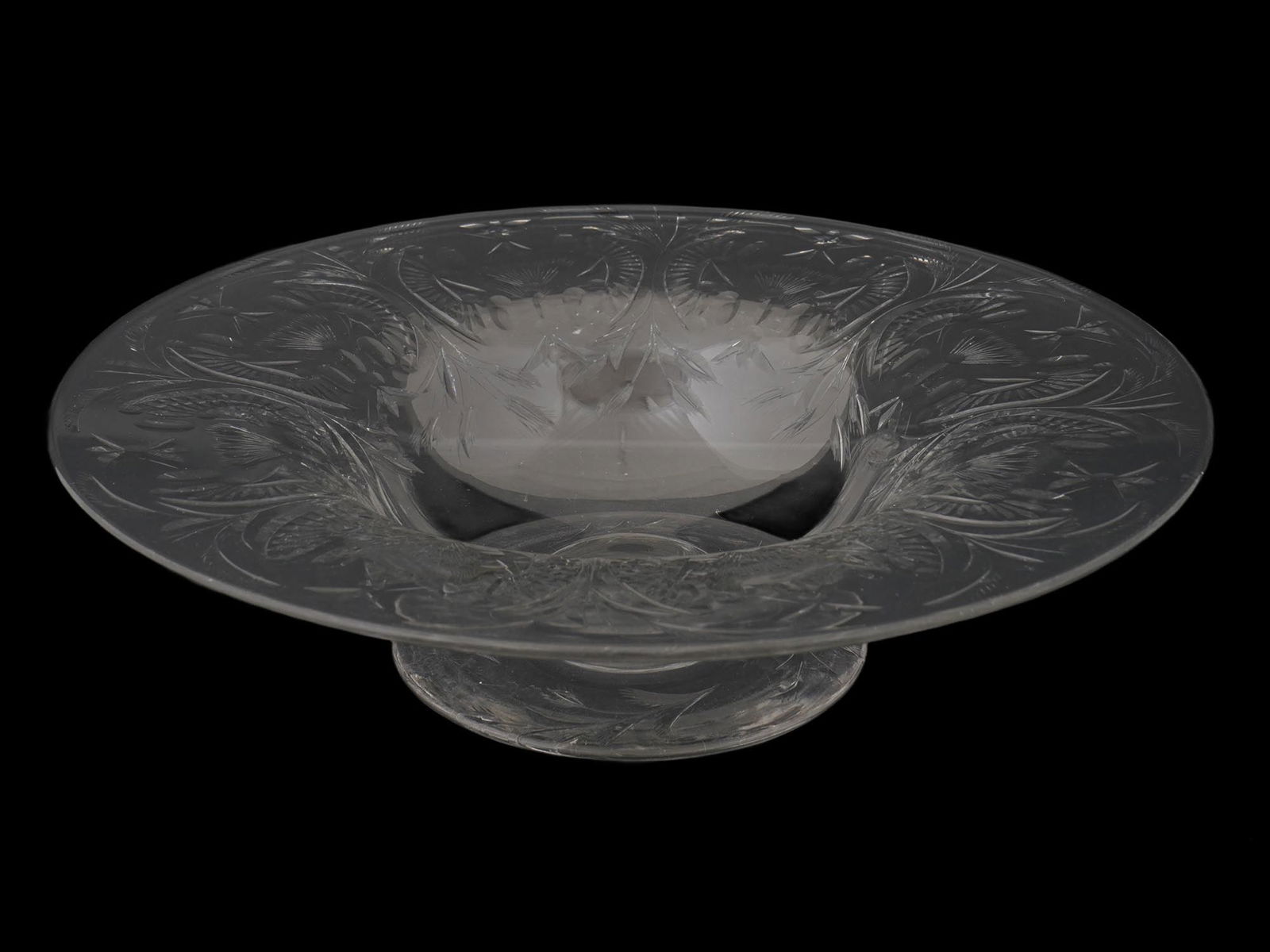 ANTIQUE AMERICAN ETCHED CRYSTAL GLASS CENTERPIECE BOWL (1 of 7)