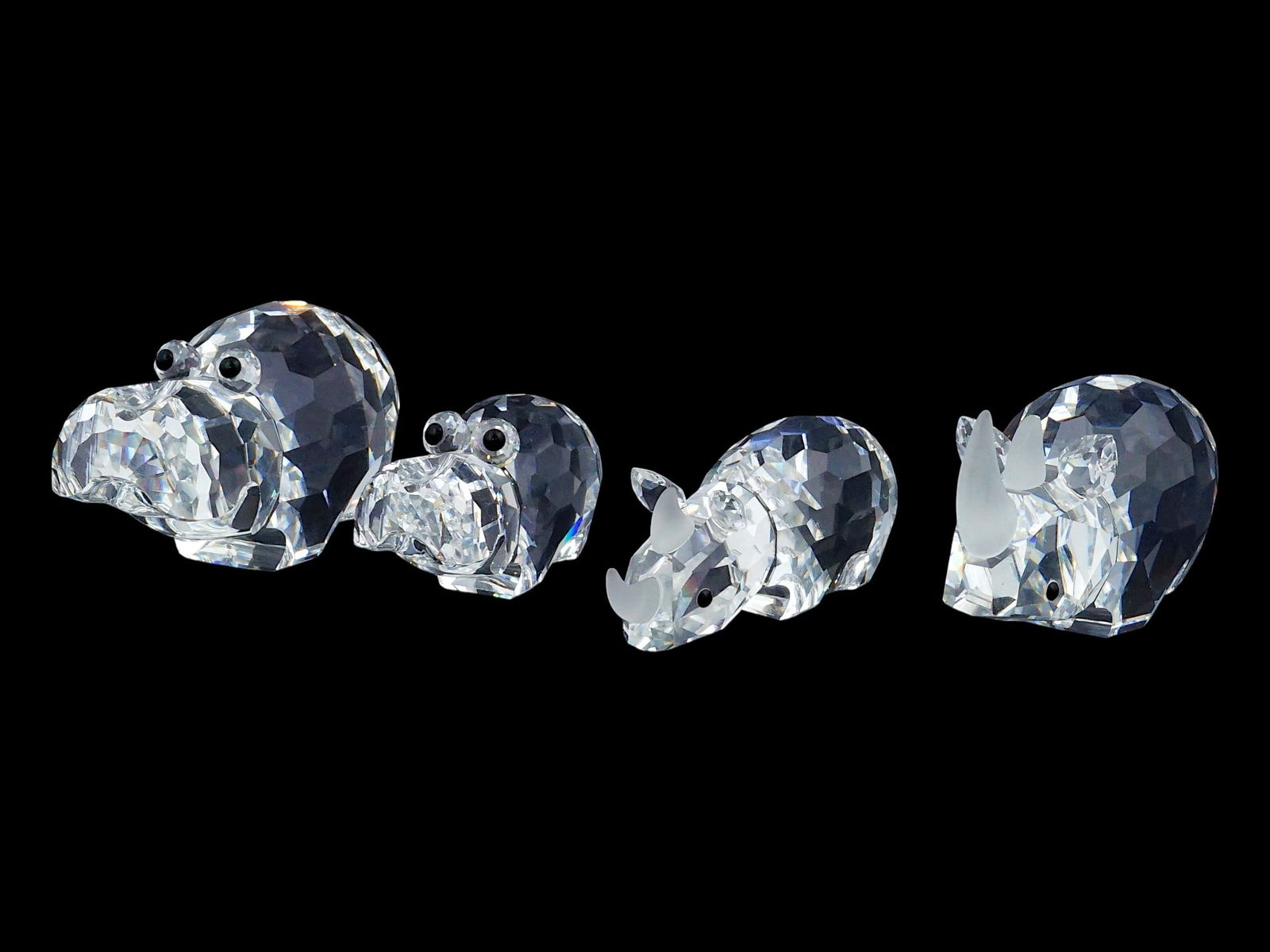 FOUR SWAROVSKI FACETED CLEAR CRYSTAL ANIMAL FIGURINES (1 of 12)
