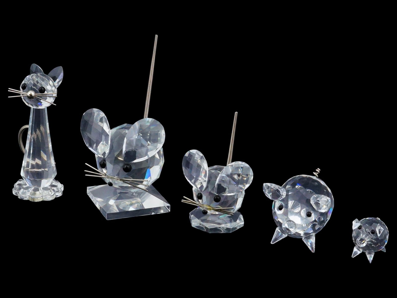 SWAROVSKI CRYSTAL MICE CAT AND PIGS FIGURINES (1 of 10)