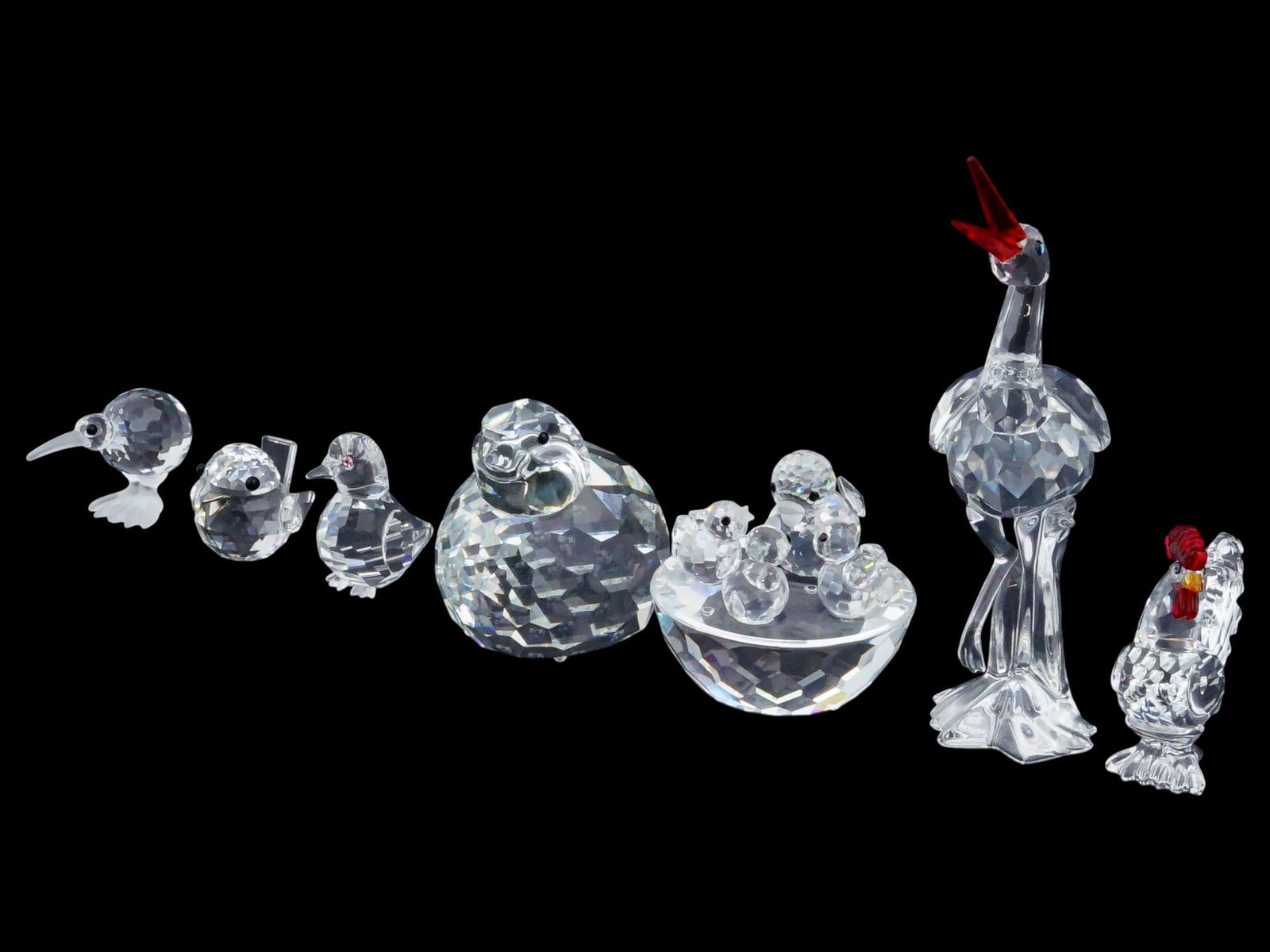 COLLECTION OF SEVEN SWAROVSKI CRYSTAL BIRD FIGURINES (1 of 12)
