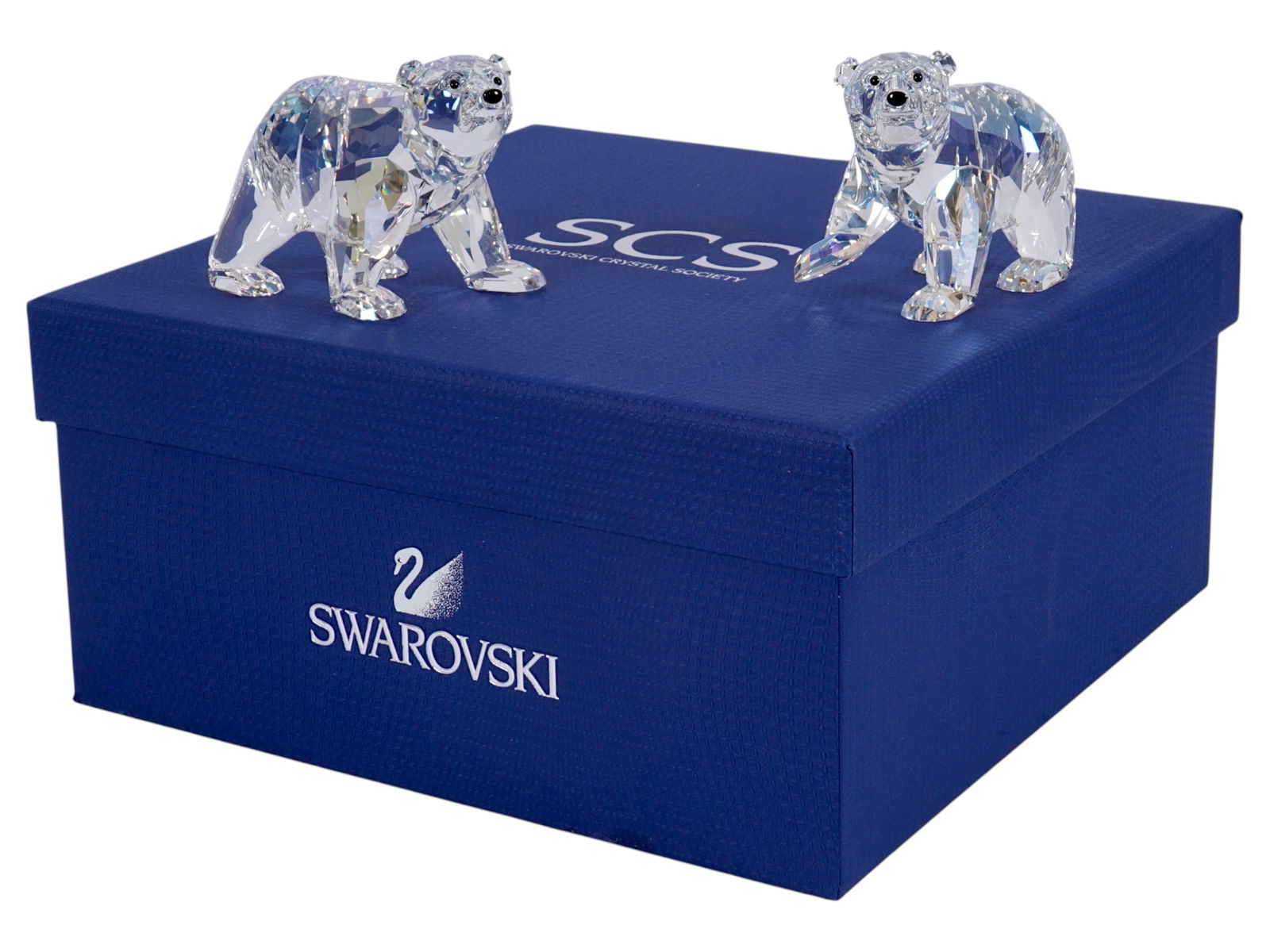 TWO SWAROVSKI CRYSTAL MOONLIGHT POLAR BEAR CUBS IOB (1 of 7)
