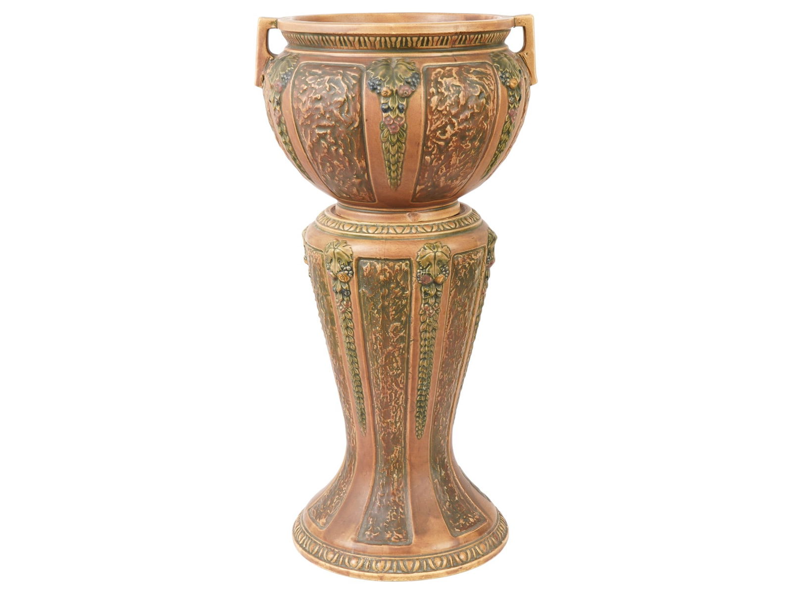 ROSEVILLE STYLE CERAMIC FLOWER STAND WITH PEDESTAL (1 of 7)