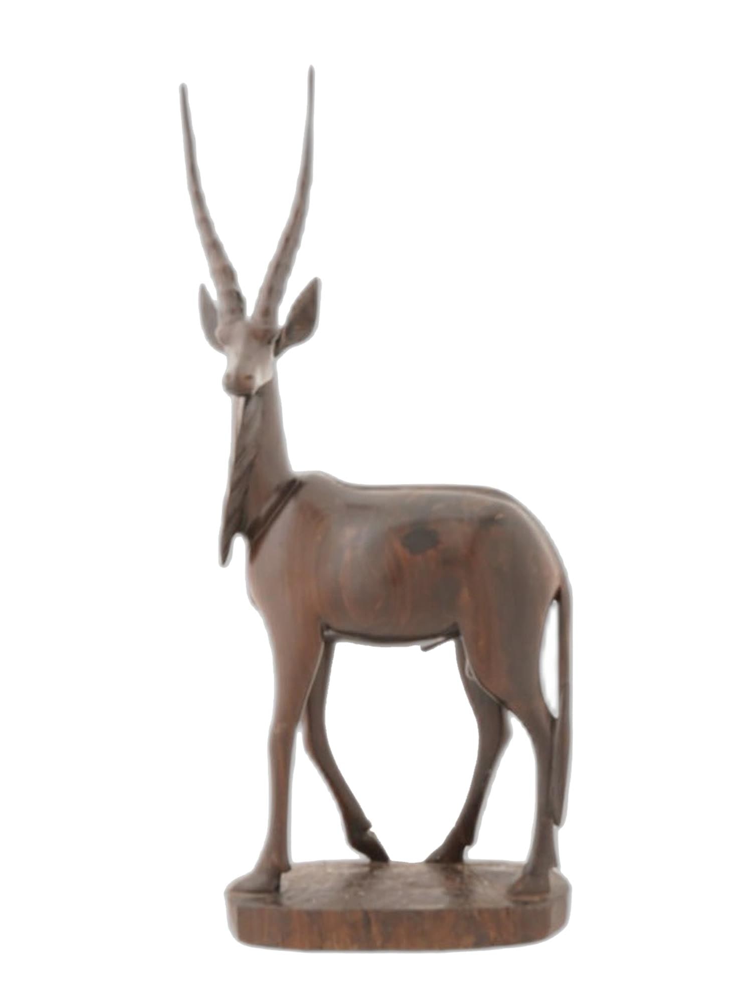 ANTIQUE, 19TH C CARVED WOOD ANTELOPE SCULPTURE (1 of 6)