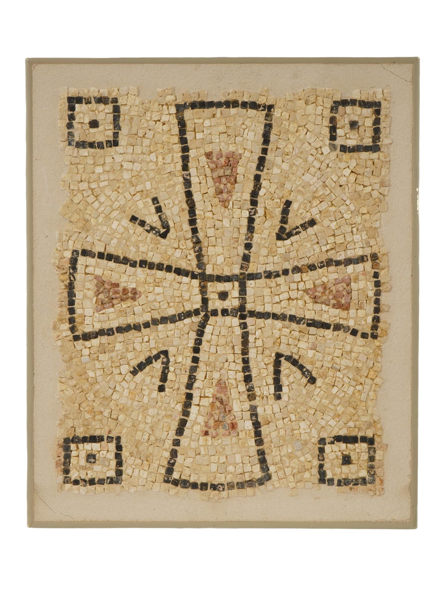 ANCIENT BYZANTINE CHRISTIAN MOTIF MOSAIC OF A CROSS (1 of 3)