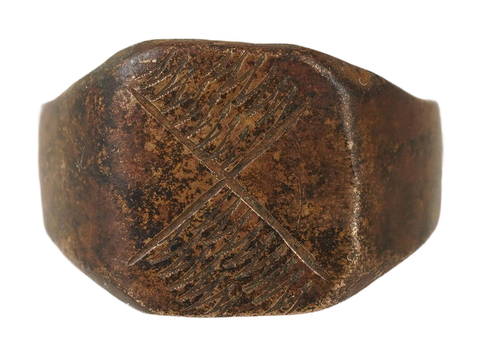 ANCIENT BYZANTINE BRONZE RING W CROSS 400 TO 600 AD (1 of 7)