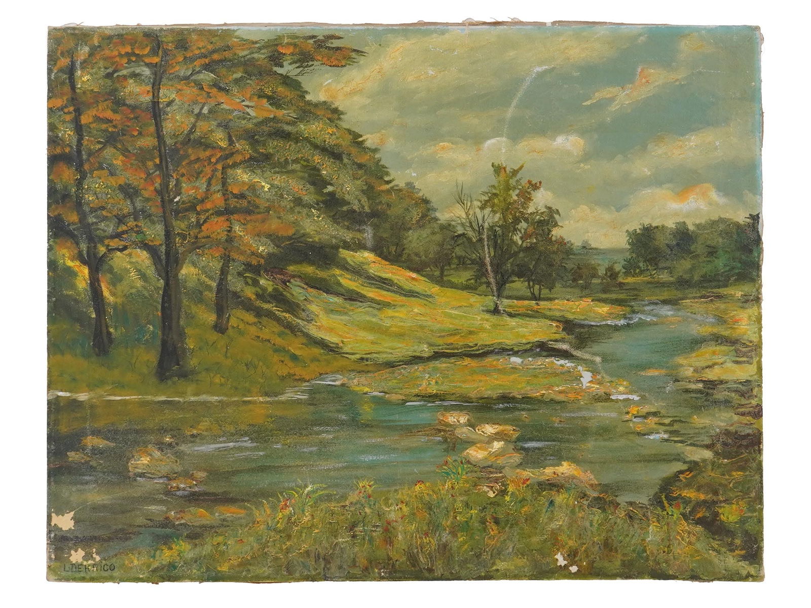 AMERICAN LANDSCAPE OIL PAINTING SIGNED DERRICO (1 of 5)