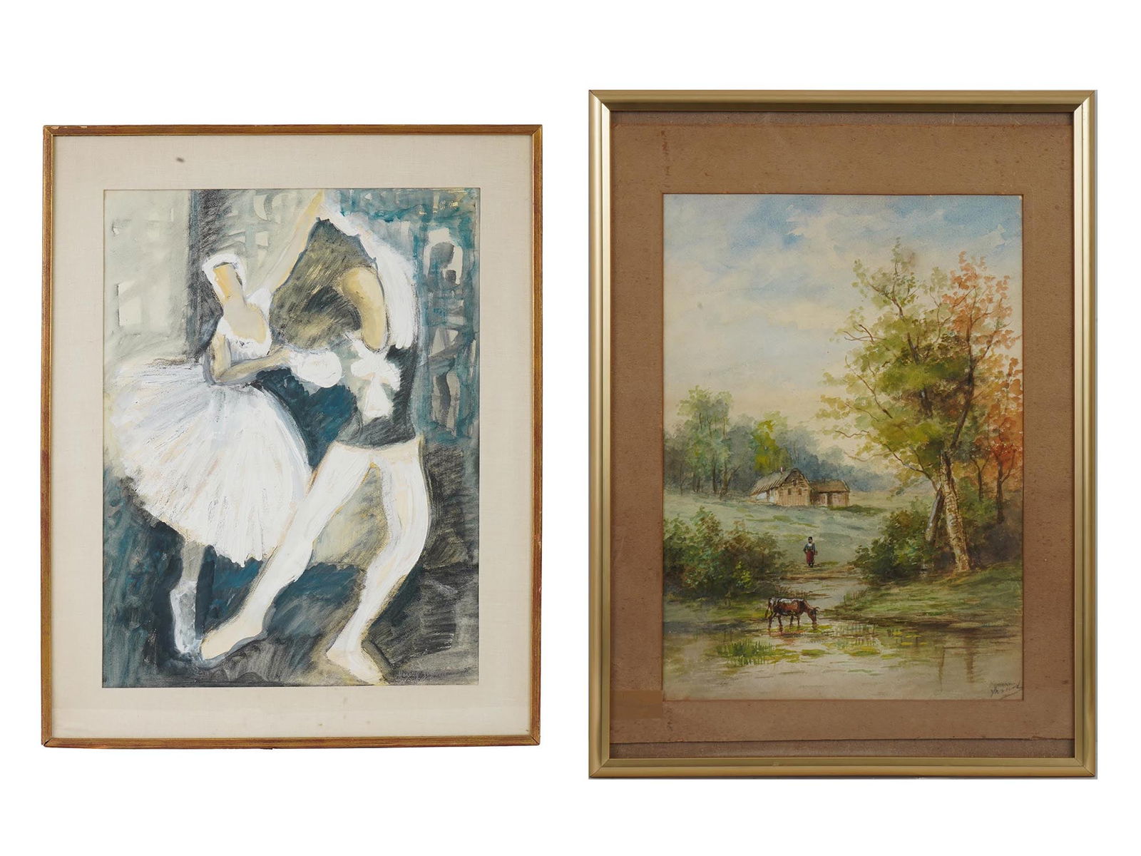 MID CENTURY MIXED MEDIA PAINTING BY HENRY GIRARD BALLET (1 of 12)