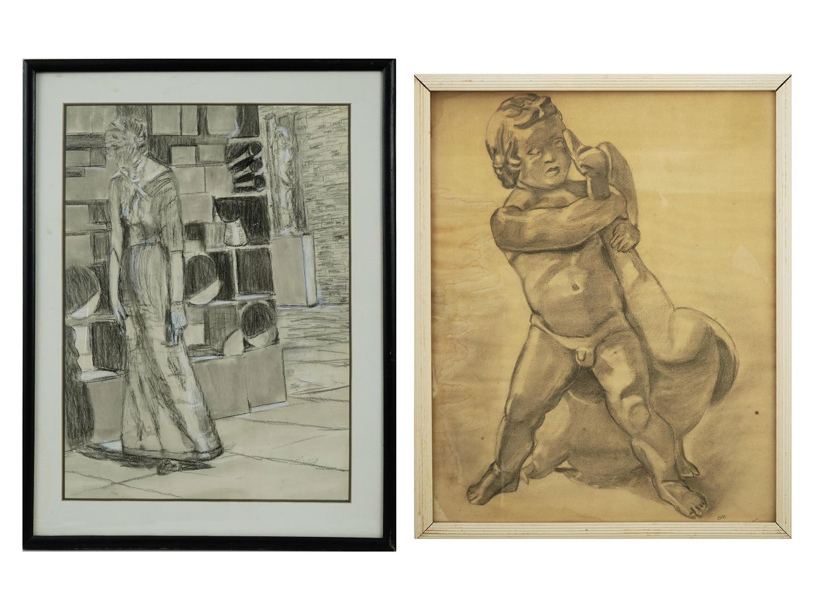 EUROPEAN SCHOOL MIXED MEDIA PAINTING SIGNED BY ARTIST (1 of 9)