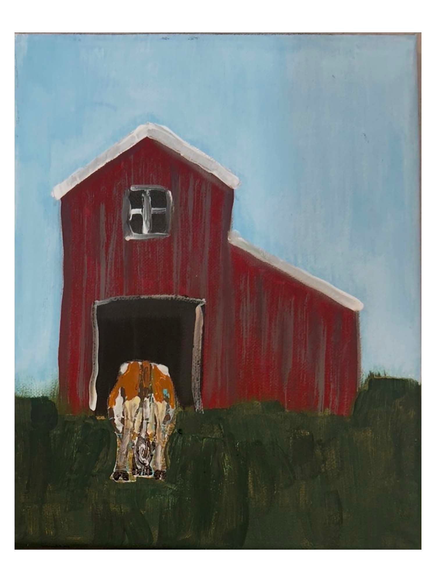 AMERICAN RURAL HOUSE OIL PAINTING SIGNED GRANT WOOD: An oil painting on canvas, The Slaughterhouse, 1931. Signed, Wood, inscribed, Stone City Iowa, and dated 1931, on the backside. Grant DeVolson Wood, 1891 to 1942, was an American artist and representa