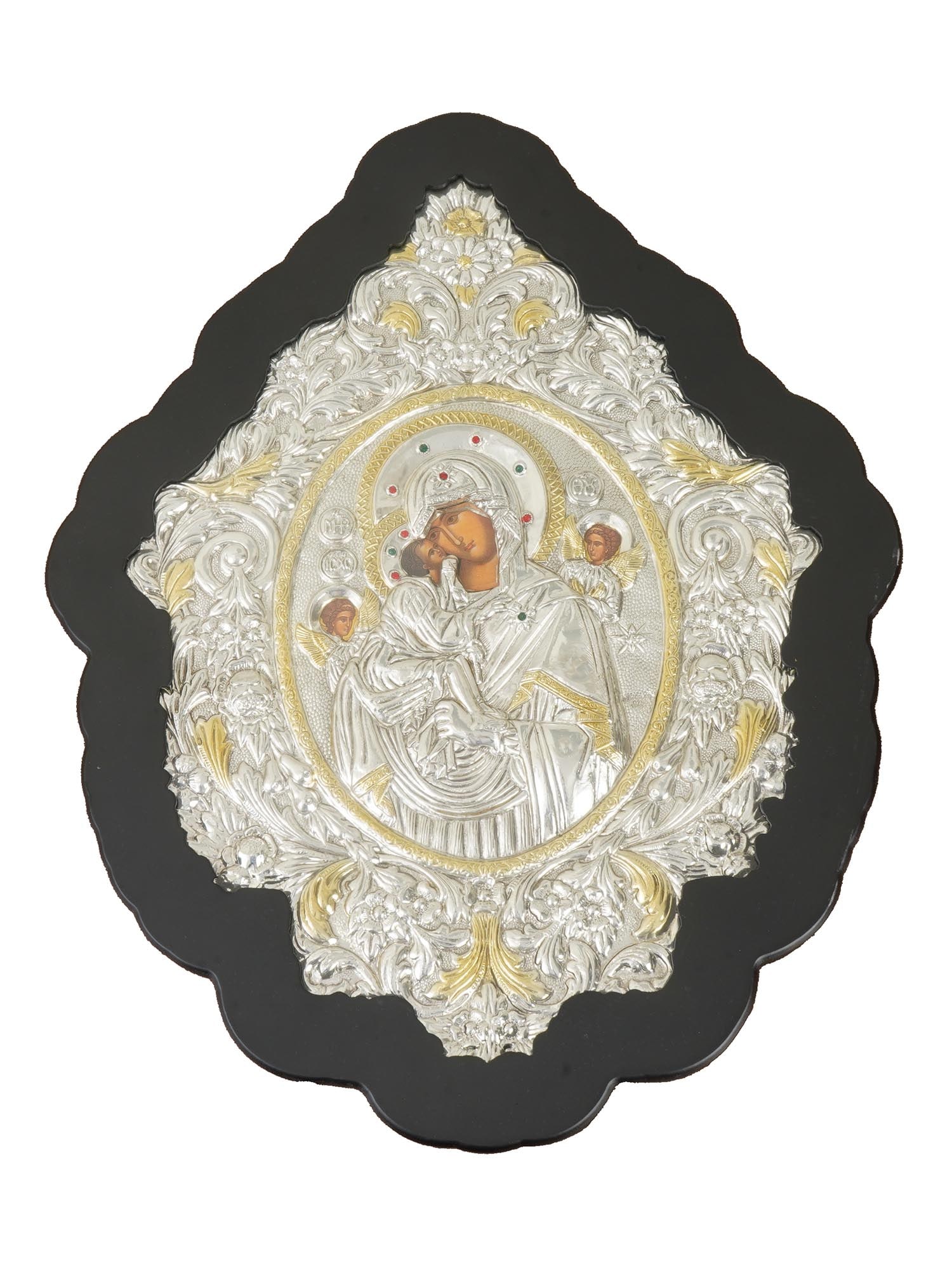 GREEK SILVER PLATED ICON OF VIRGIN MARY FRAMED (1 of 6)