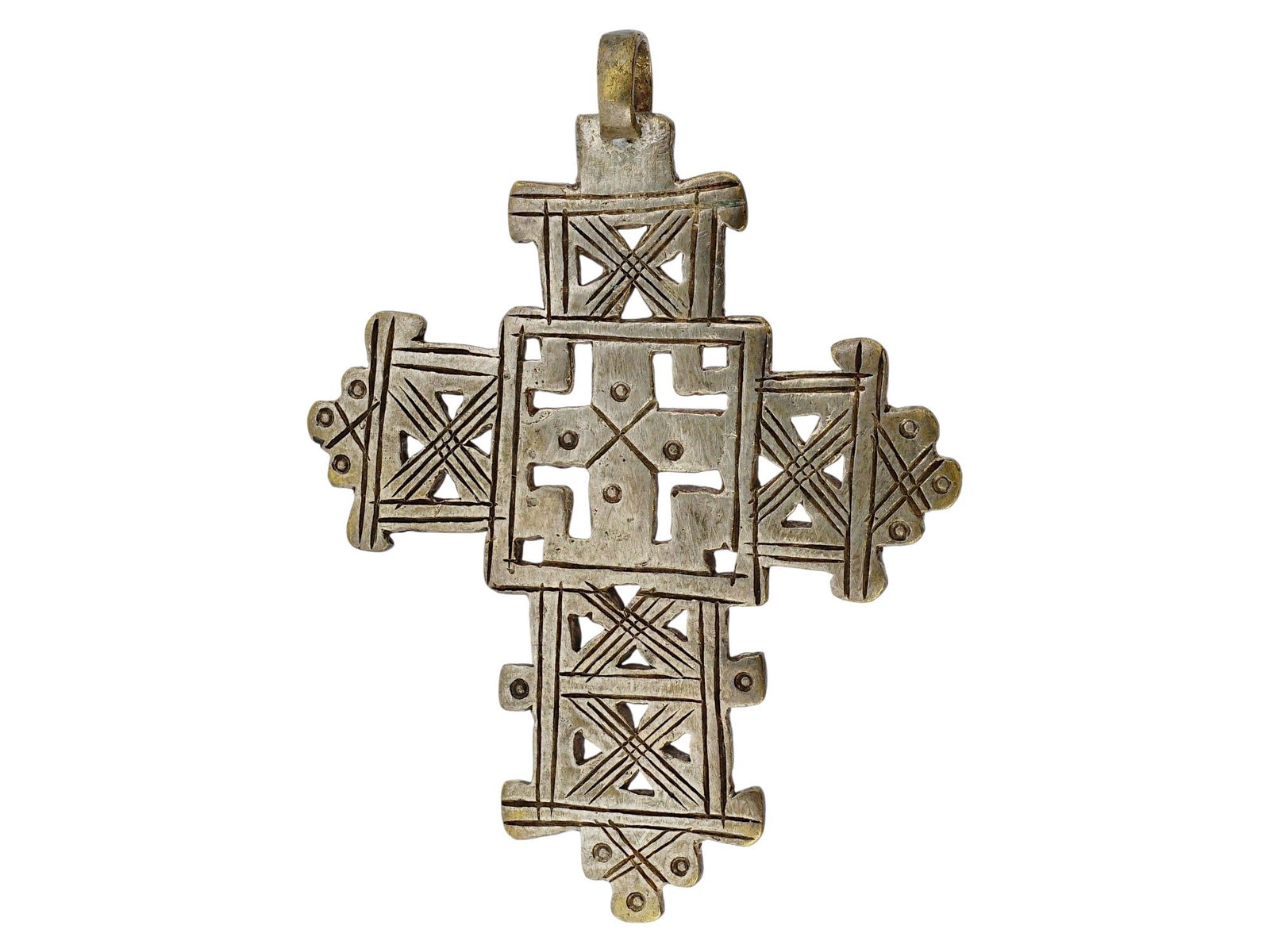 ETHIOPIAN ORTHODOX ENGRAVED SILVER CROSS PENDANT (1 of 9)