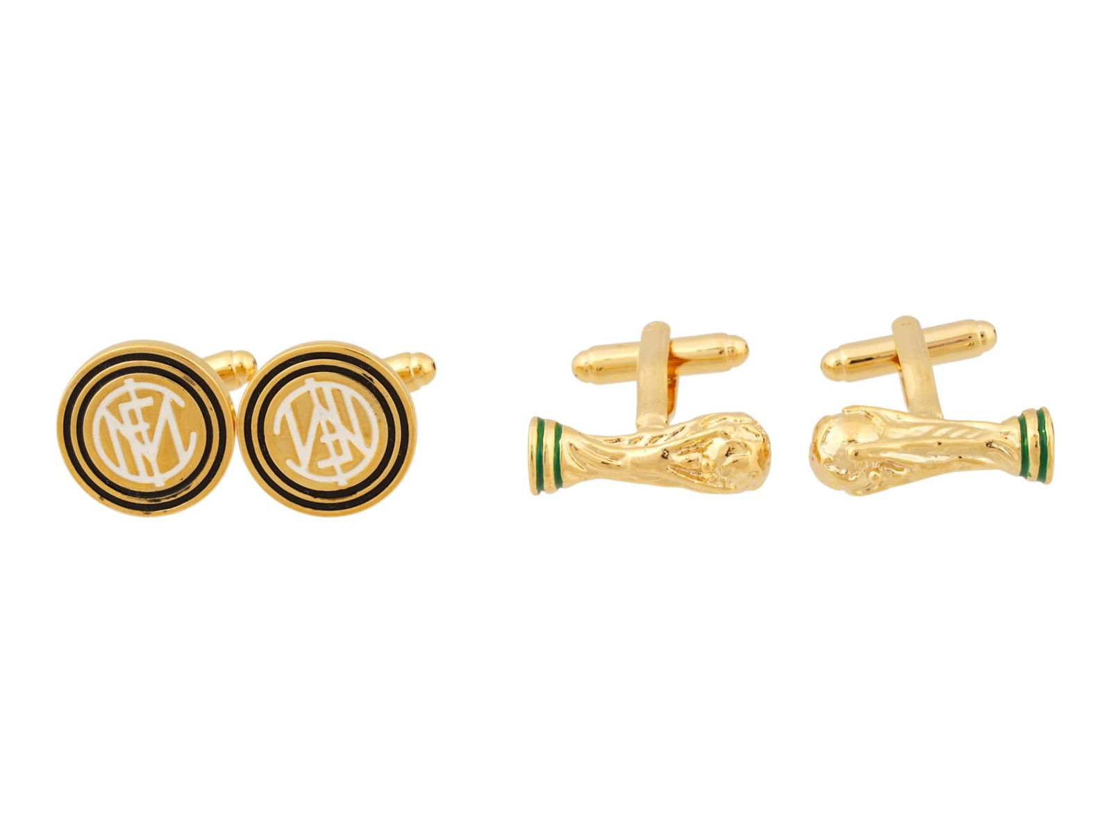 VINTAGE GOLD TONED METAL FOOTBALL THEMED CUFFLINKS (1 of 7)