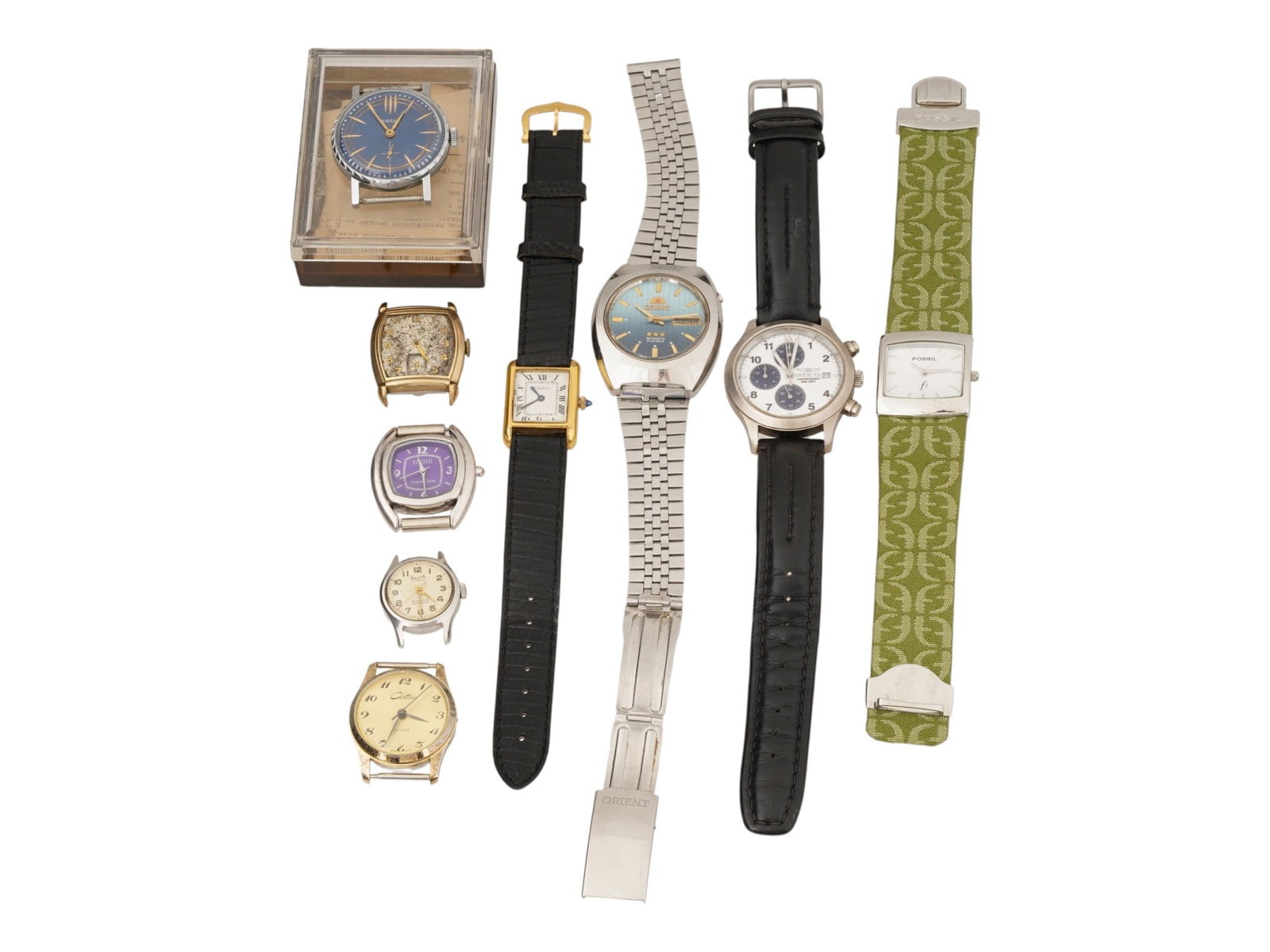 GROUP OF VINTAGE MODERN WRIST WATCHES SOME GOLD PLATED: A collection of vintage and modern wristwatches, including several gold-plated examples, featuring recognizable models ranging from Soviet mechanical timepieces to contemporary fashion and luxury bran