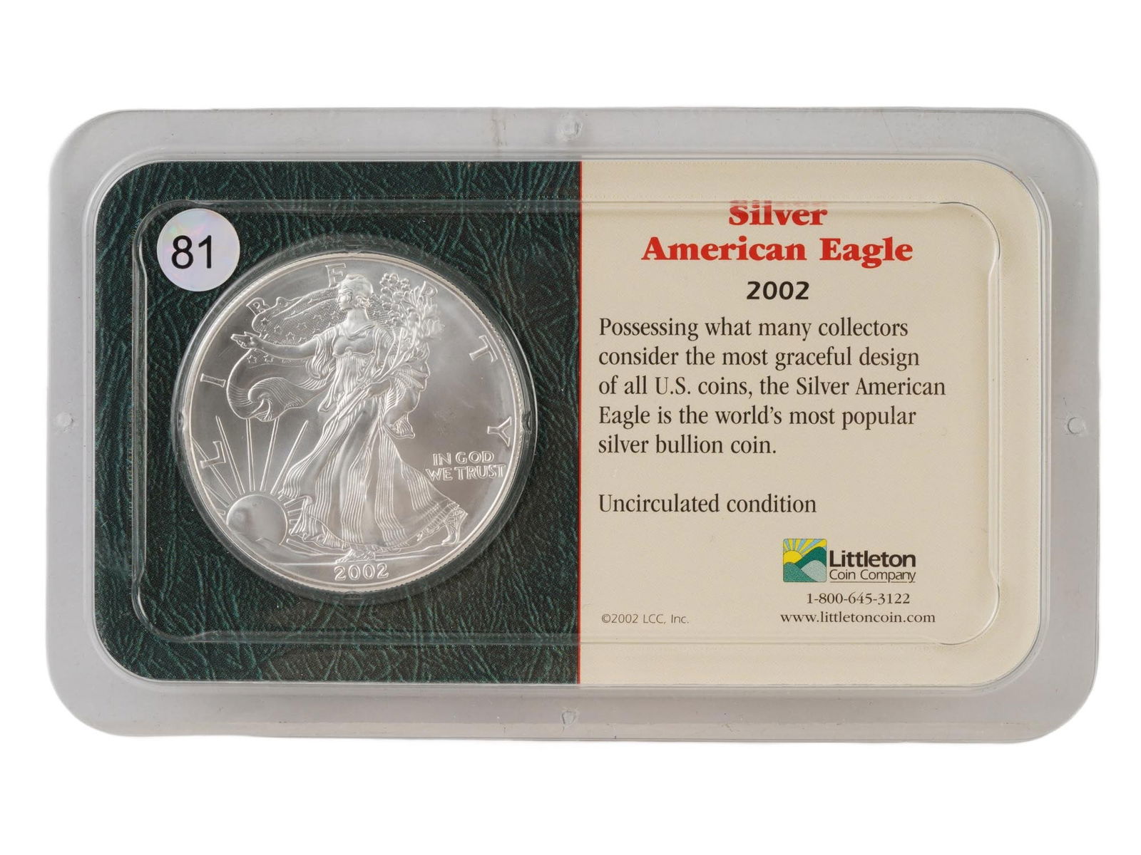 AMERICAN 2002 SILVER EAGLE UNCIRCULATED BULLION COIN (1 of 4)